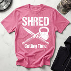 Shred Cutting Time Knife Kettlebell Graphic Vintage Gym T-Shirt