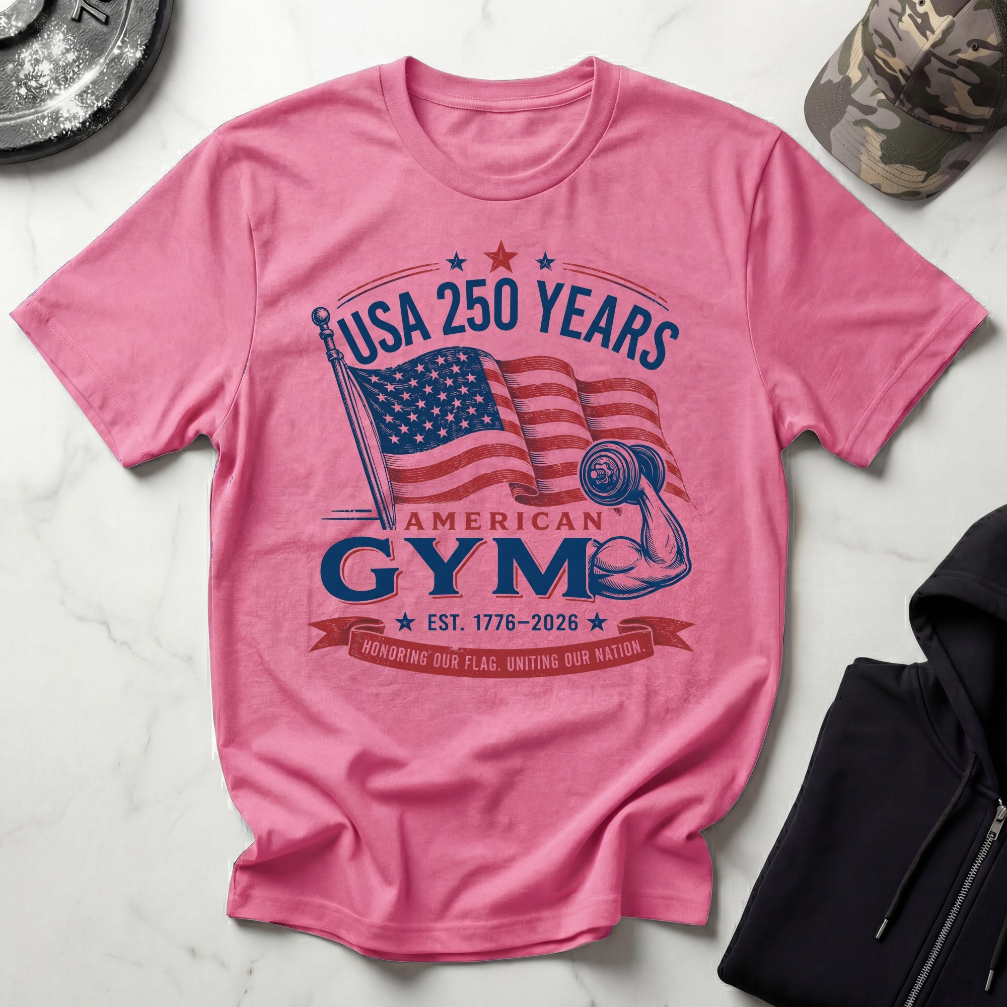 USA 250 America Gym Graphic Retro Gym T-Shirt