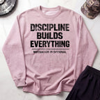 Discipline Builds Everything Cozy Retro Crewneck Gym Sweatshirt
