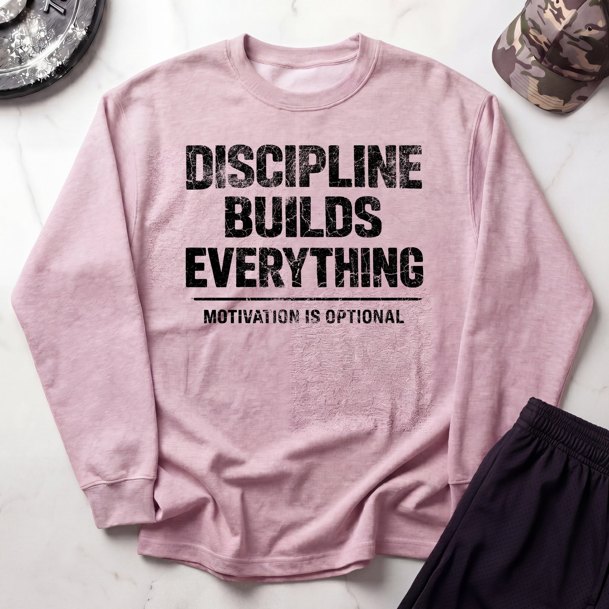 Discipline Builds Everything Cozy Retro Crewneck Gym Sweatshirt