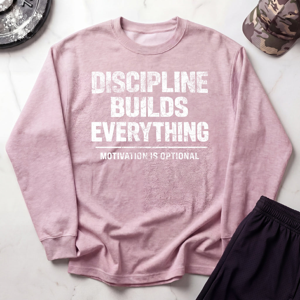 Discipline Builds Everything Cozy Retro Crewneck Gym Sweatshirt