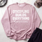 Discipline Builds Everything Cozy Retro Crewneck Gym Sweatshirt