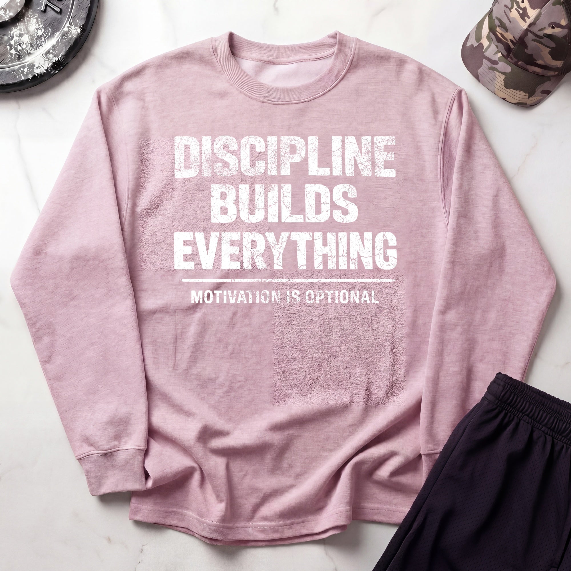 Discipline Builds Everything Cozy Retro Crewneck Gym Sweatshirt
