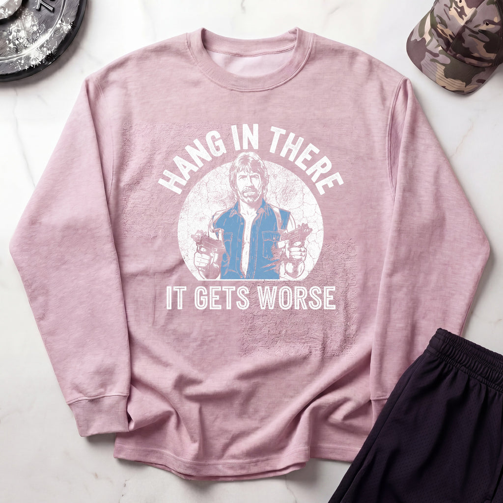 Hang In There Cozy Retro Crewneck Gym Sweatshirt