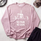 No Pain No Gain Retro Cozy Gym Crewneck Sweatshirt