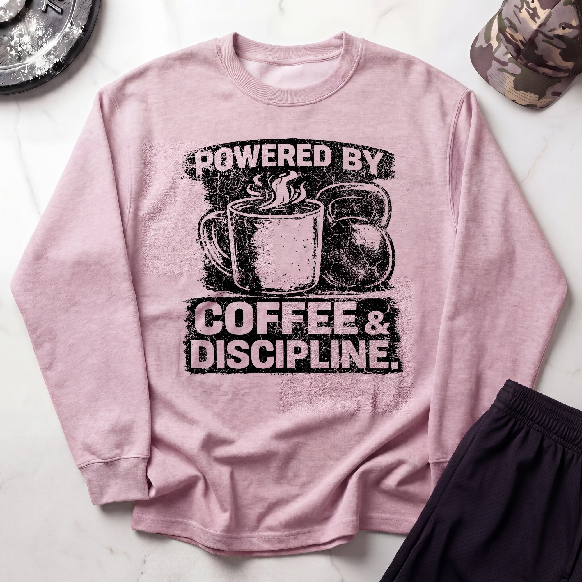 Powered By Coffee Gym Crewneck Sweatshirt