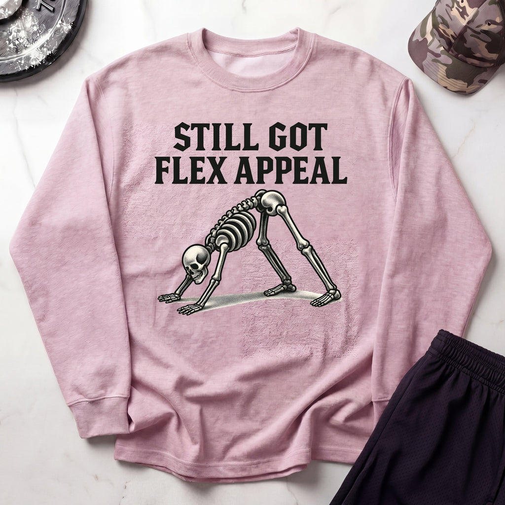 Skeletal Flex Cozy Retro Crewneck Gym Sweatshirt