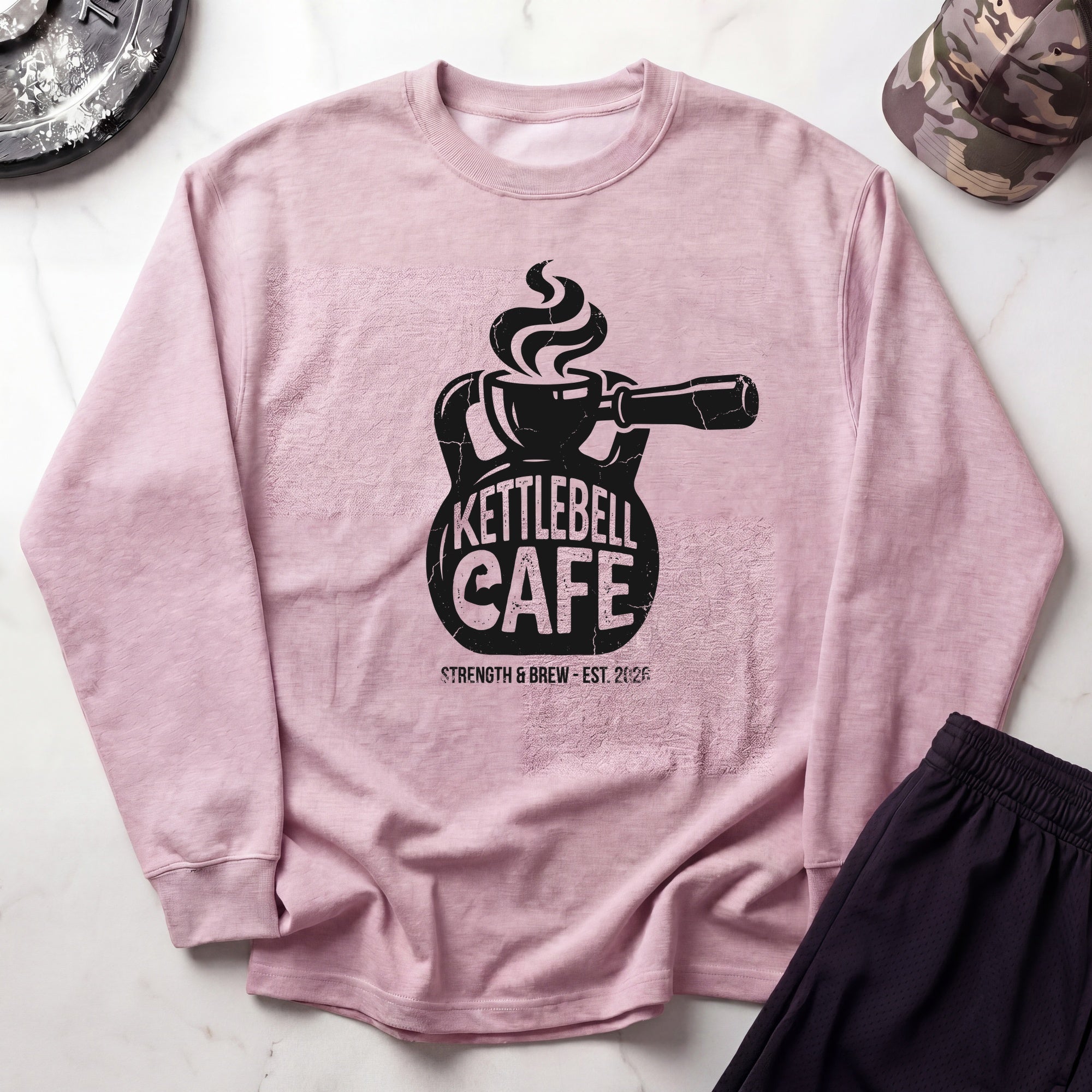 Kettlebell Cafe Vintage Gym Crewneck Sweatshirt