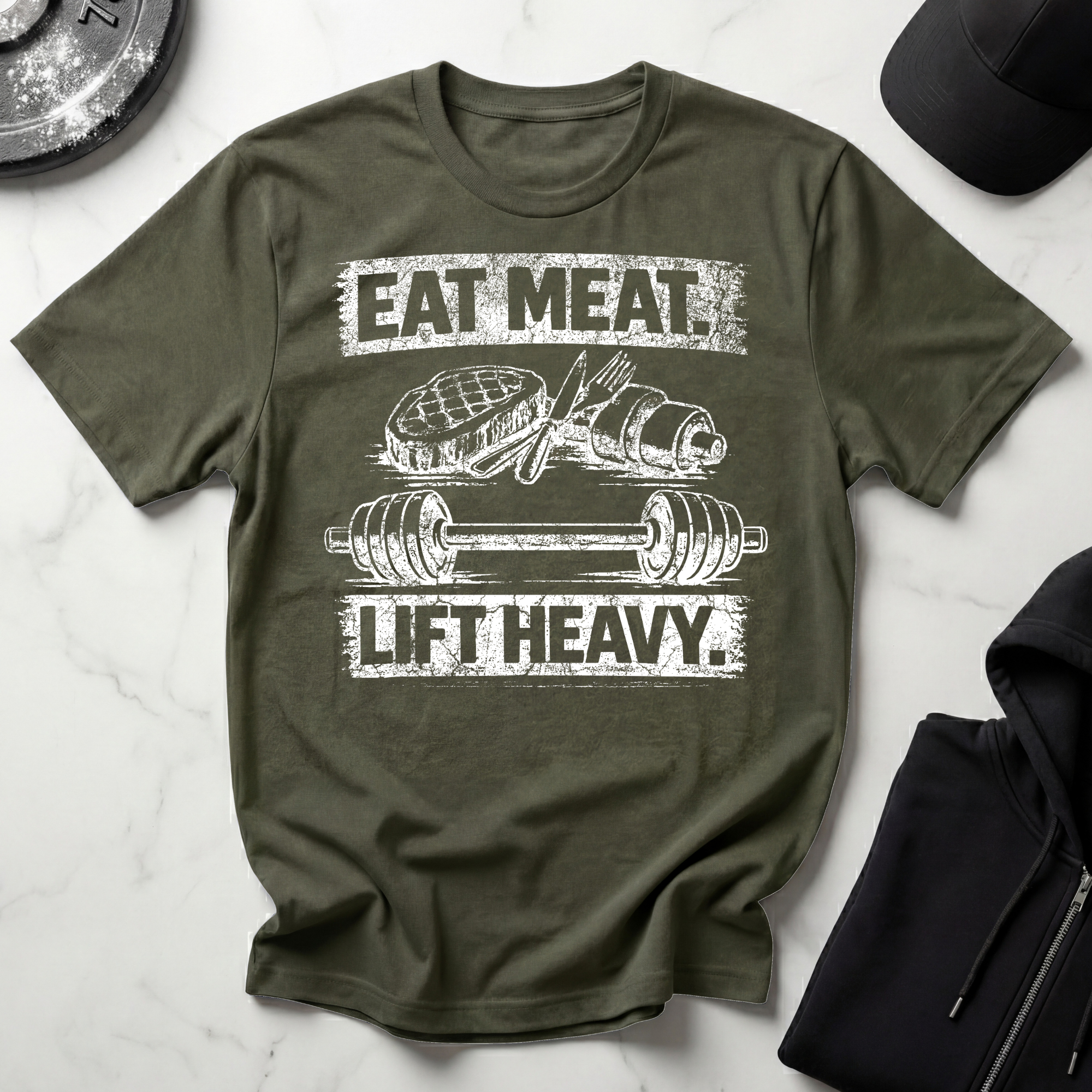 Eat Meat Lift Heavy Dark Tee