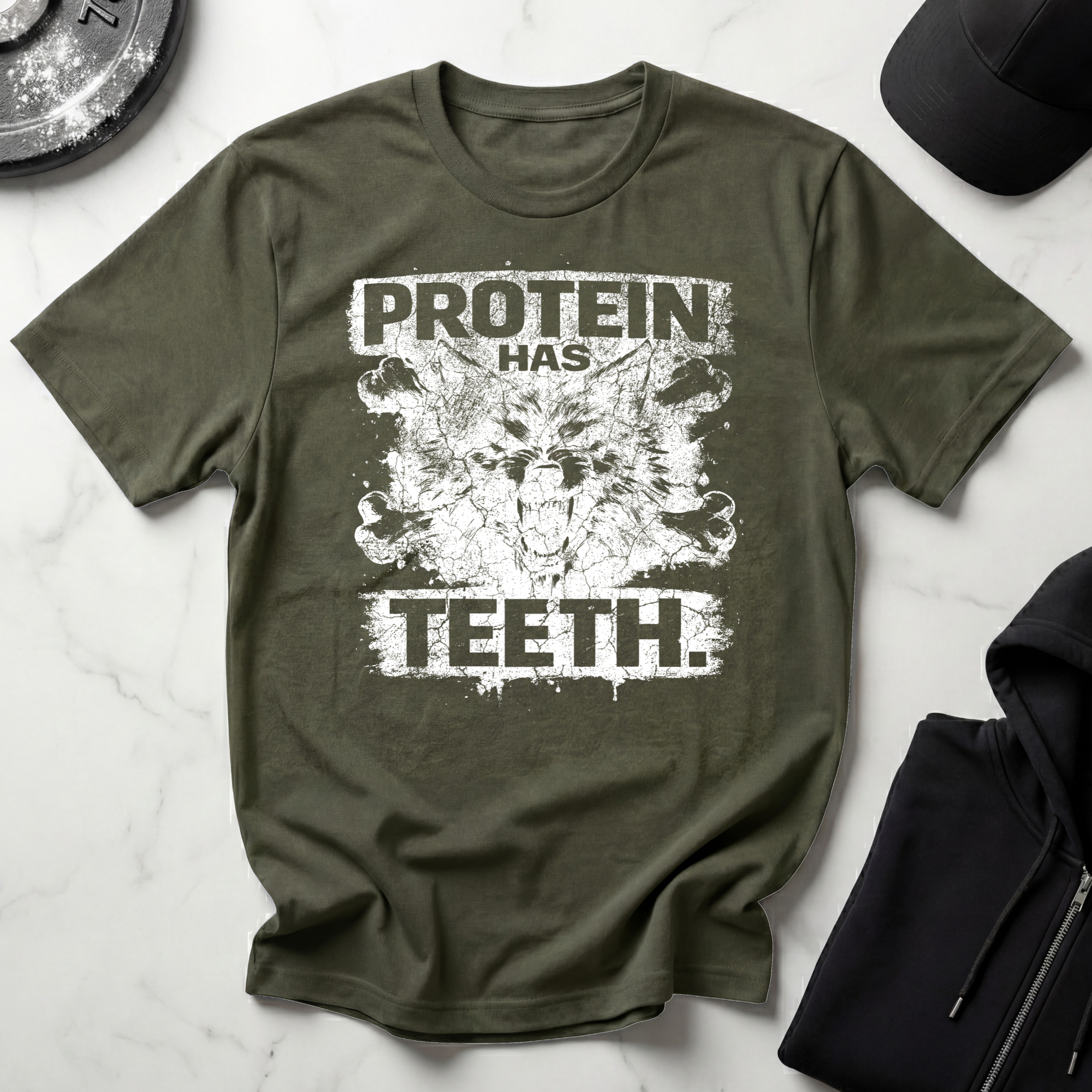 Protein Has Teeth Dark Tee