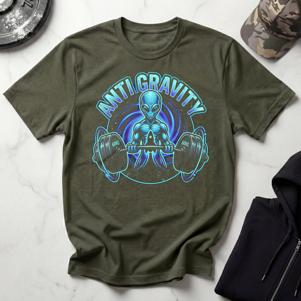 Anti Gravity Alien Weightlifter T-Shirt