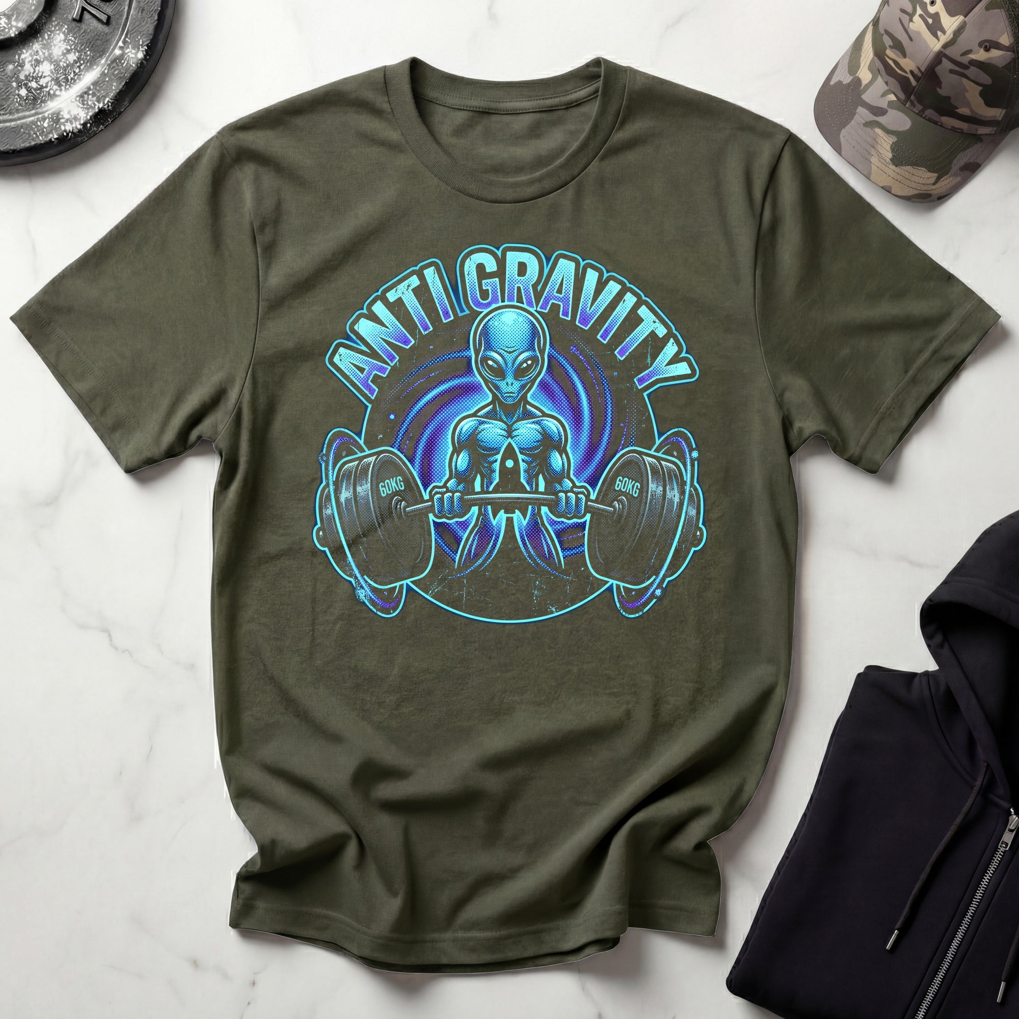 Anti Gravity Alien Weightlifter T-Shirt