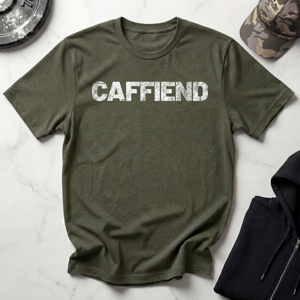 Caffiend Typographic Retro Gym T-Shirt