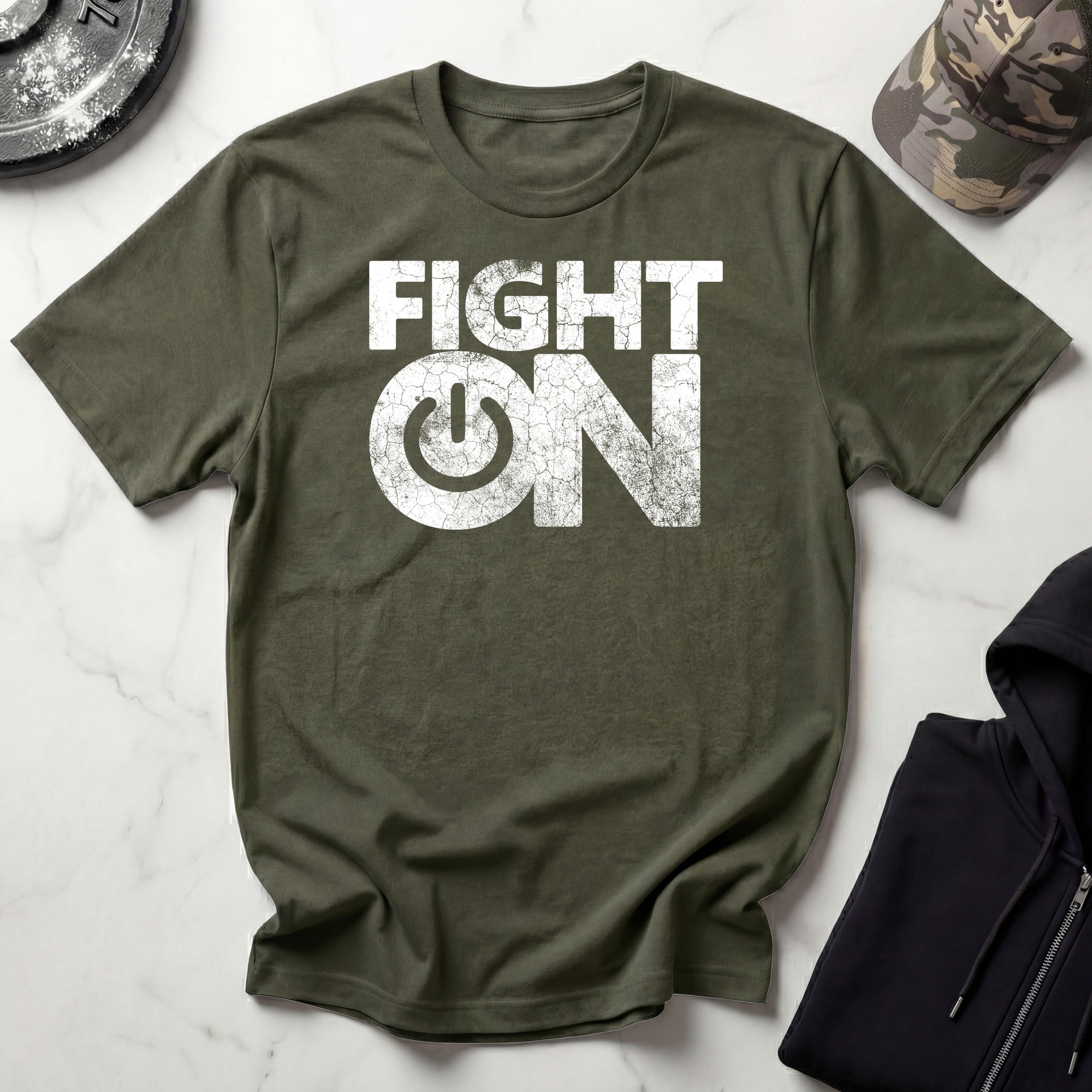 Fight ON Graphic Vintage Gym T-Shirt
