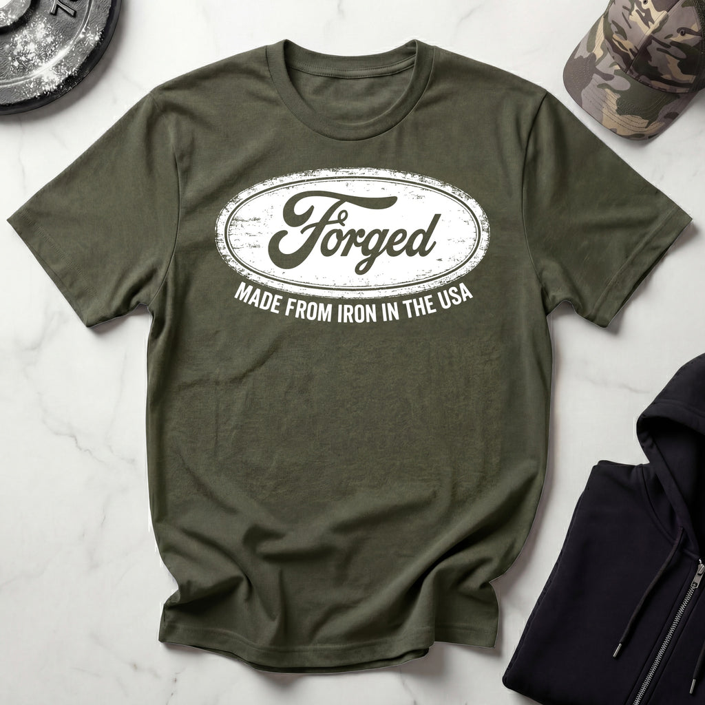 Forged In The USA Logo Vintage Graphic Gym T-Shirt