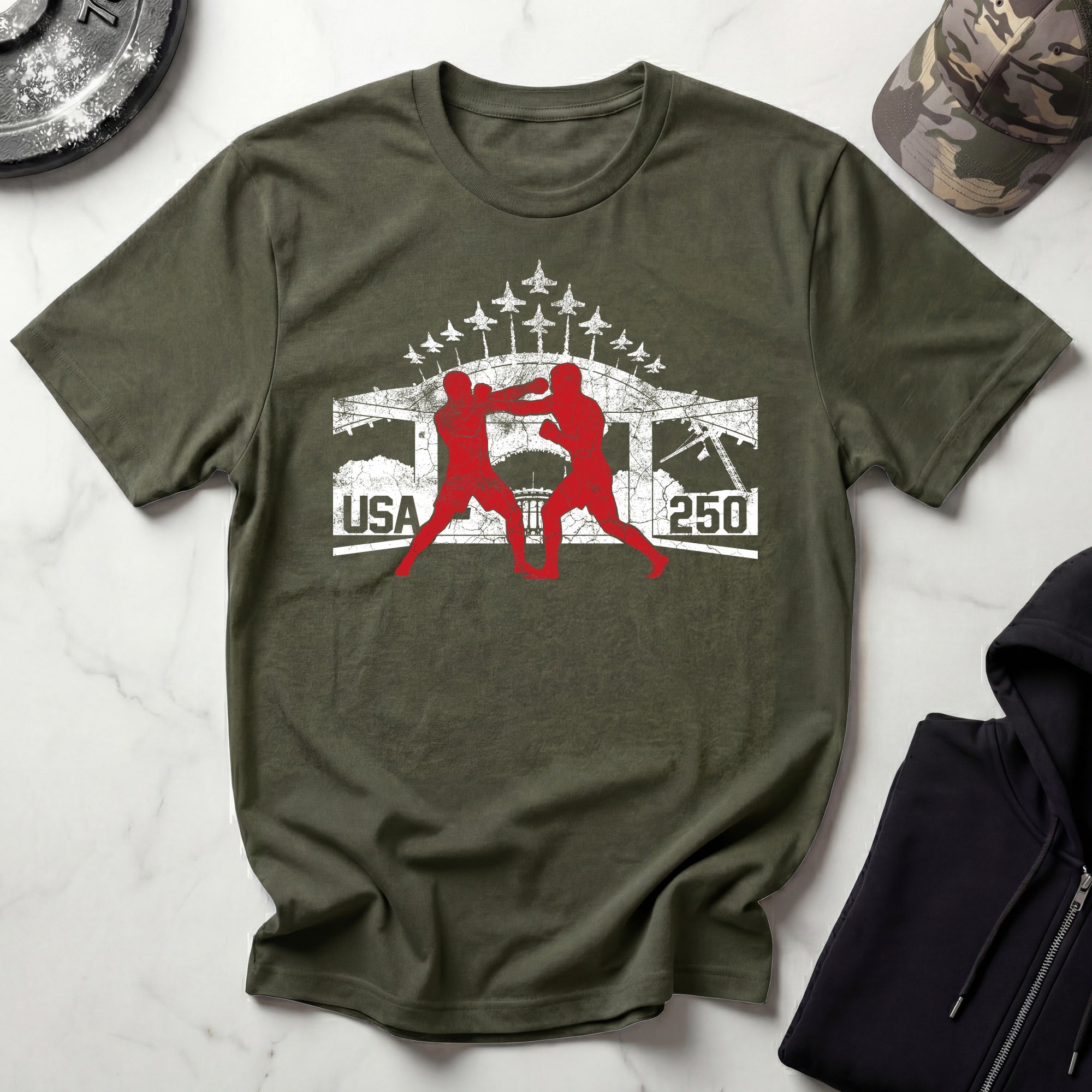USA Freedom 250 Graphic Vintage Gym T-Shirt