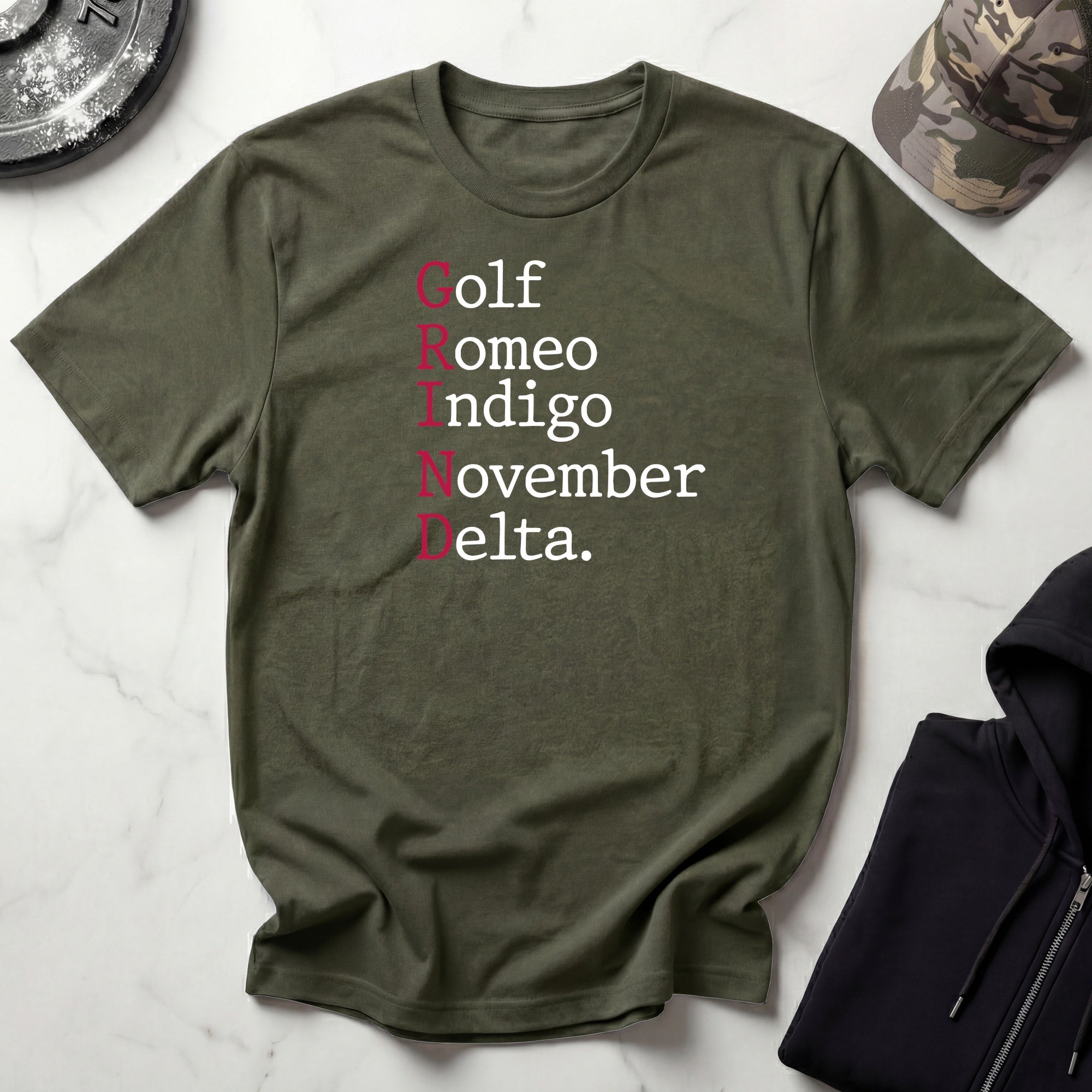 GRIND Phonetic Typographic Vintage Gym T-Shirt