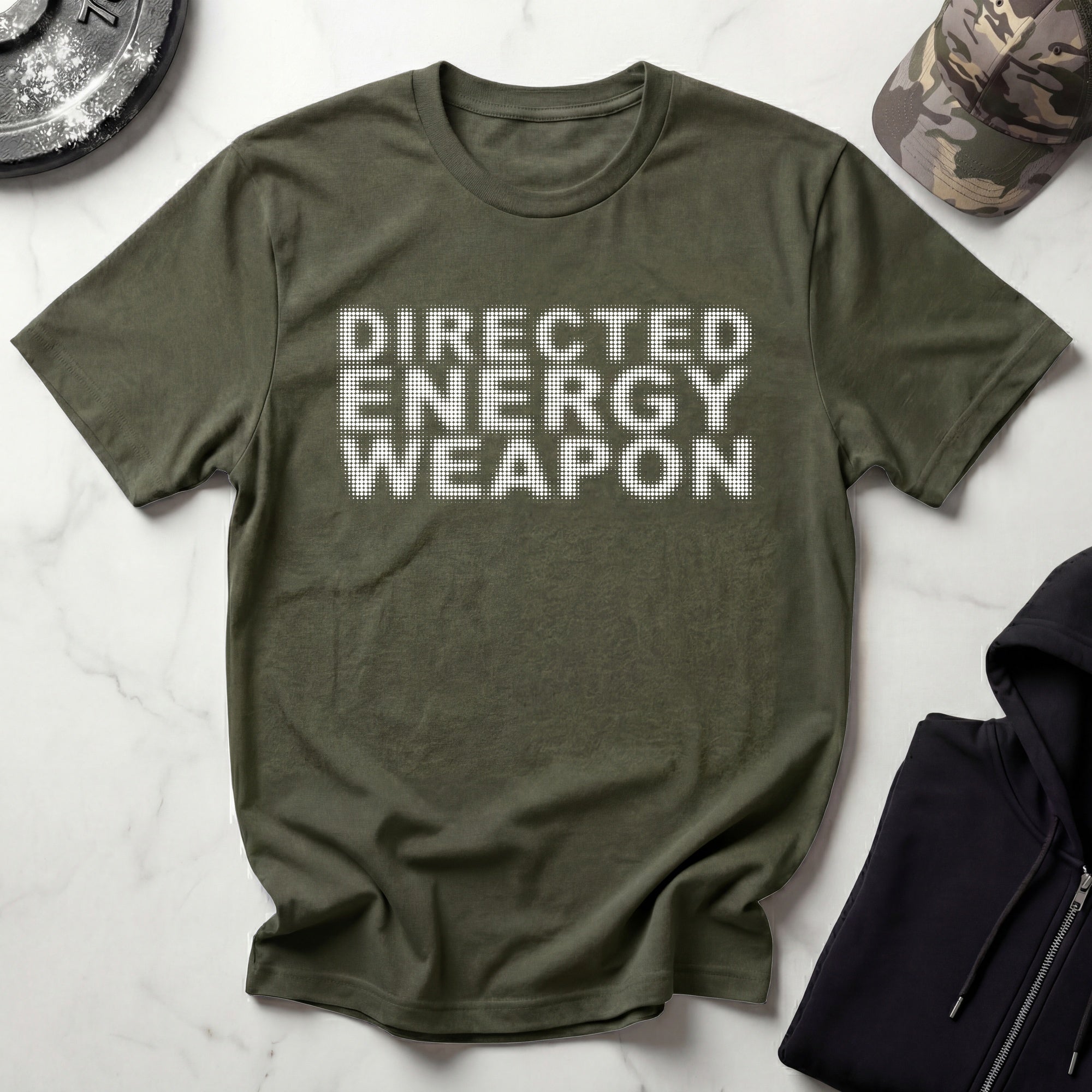 Directed Energy Half Tone White Gym T-Shirt