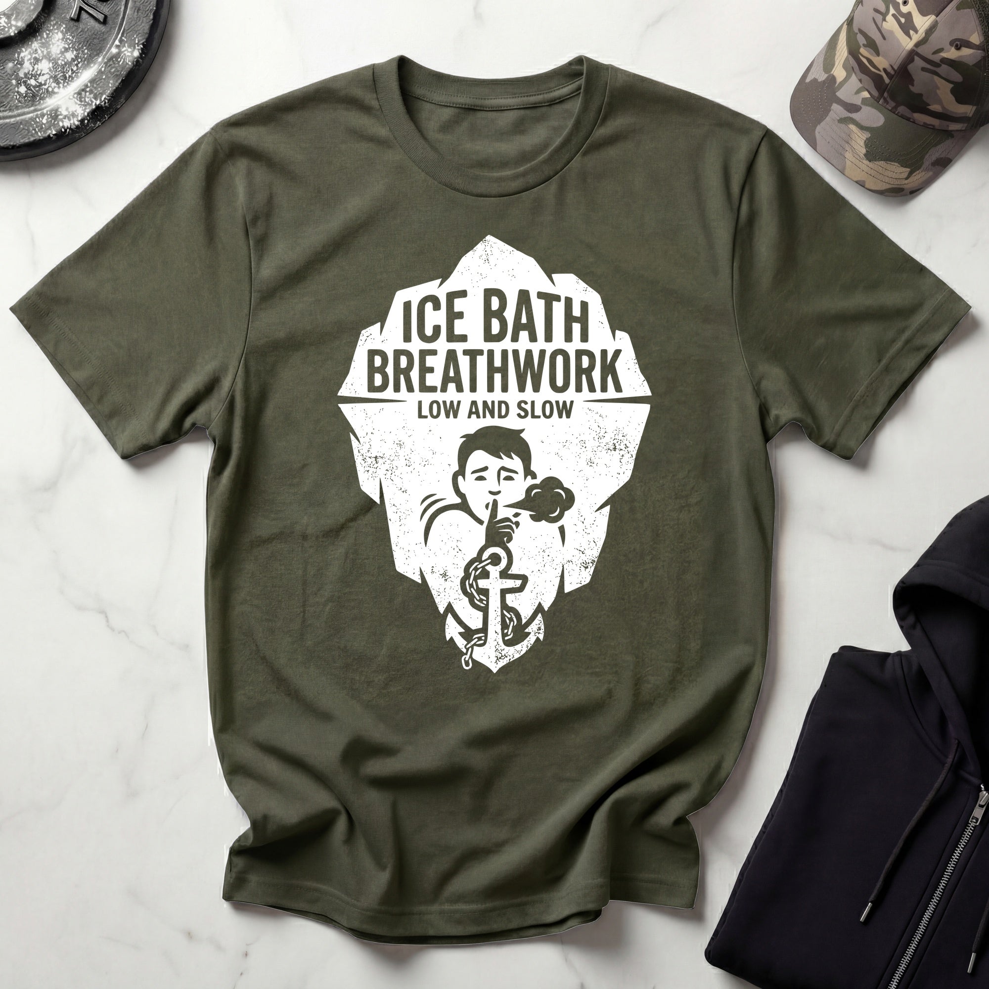 Ice Bath Breathing Vintage Graphic Gym T-Shirt
