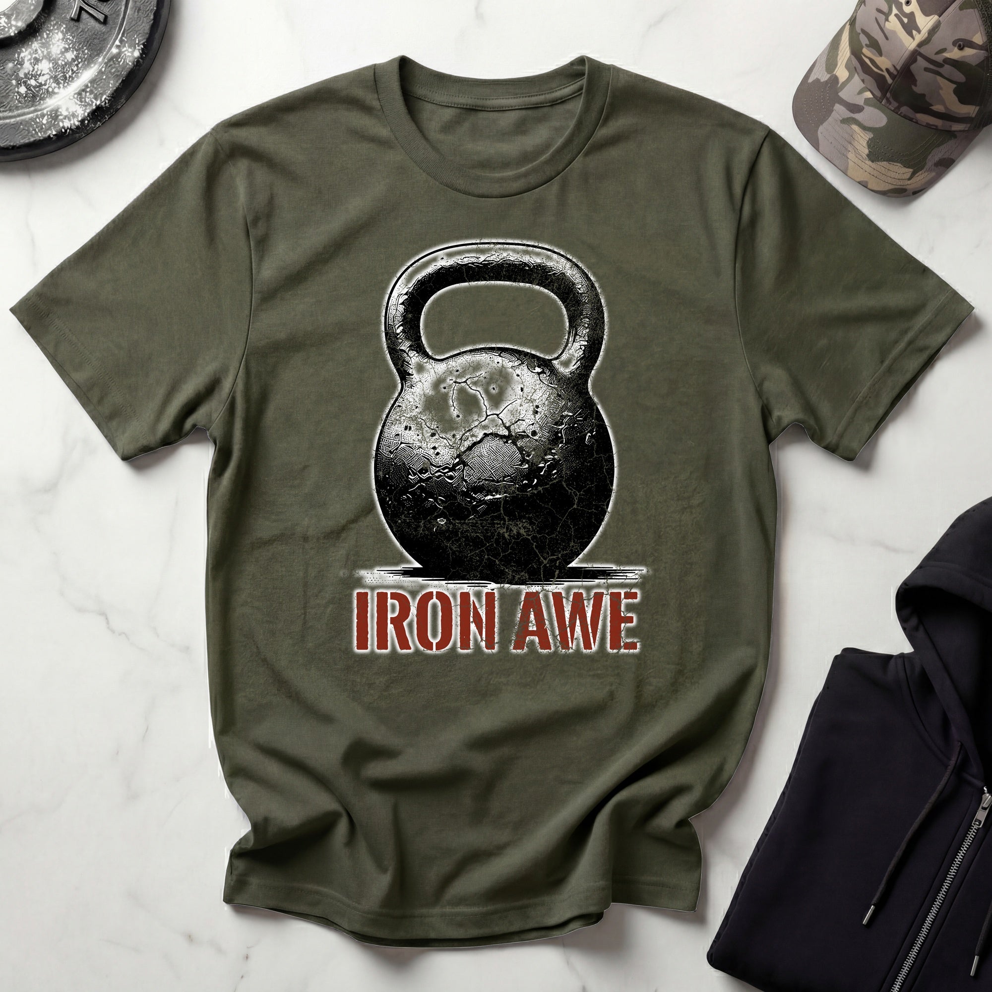 Iron Awe Kettlebell Graphic Gym T-Shirt
