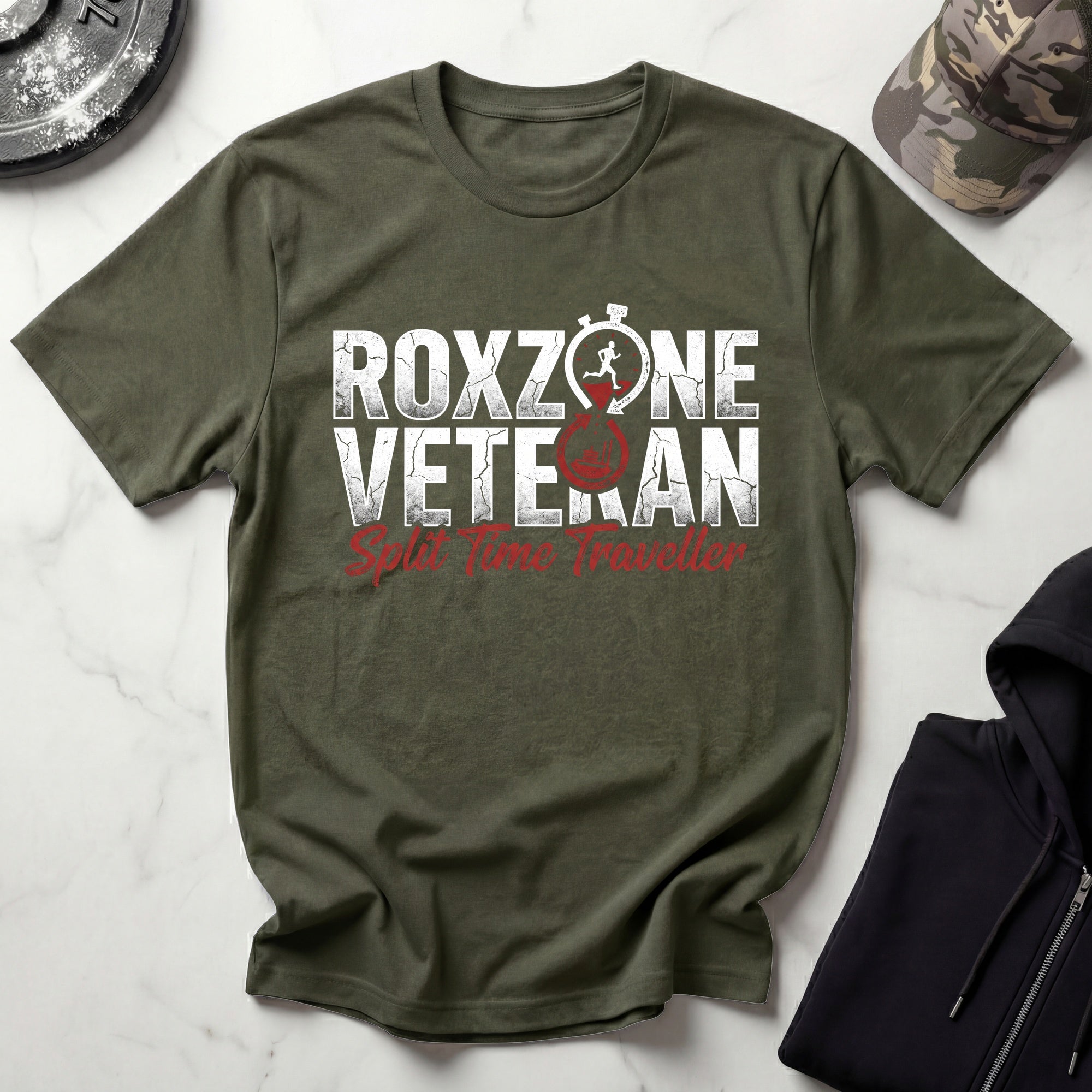 Roxzone Veteran Graphic White Red Gym T-Shirt