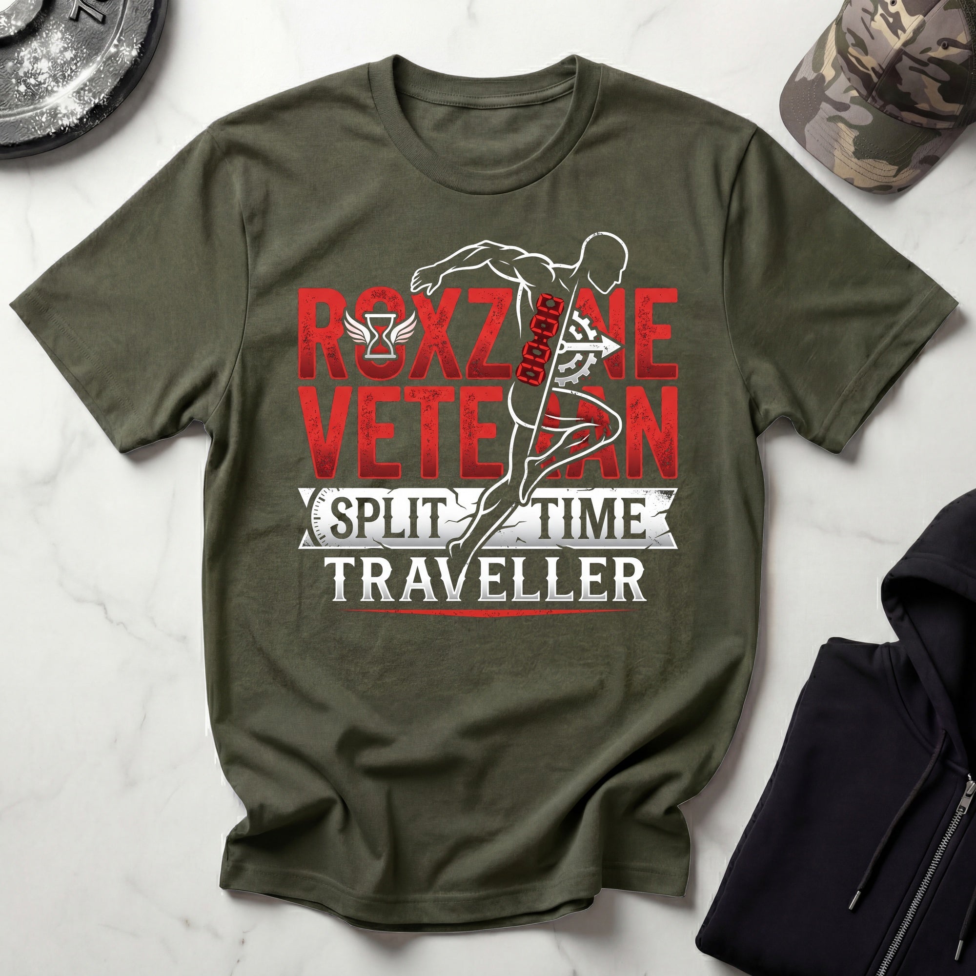 Roxzone Veteran Split Time Traveller Gym T-Shirt