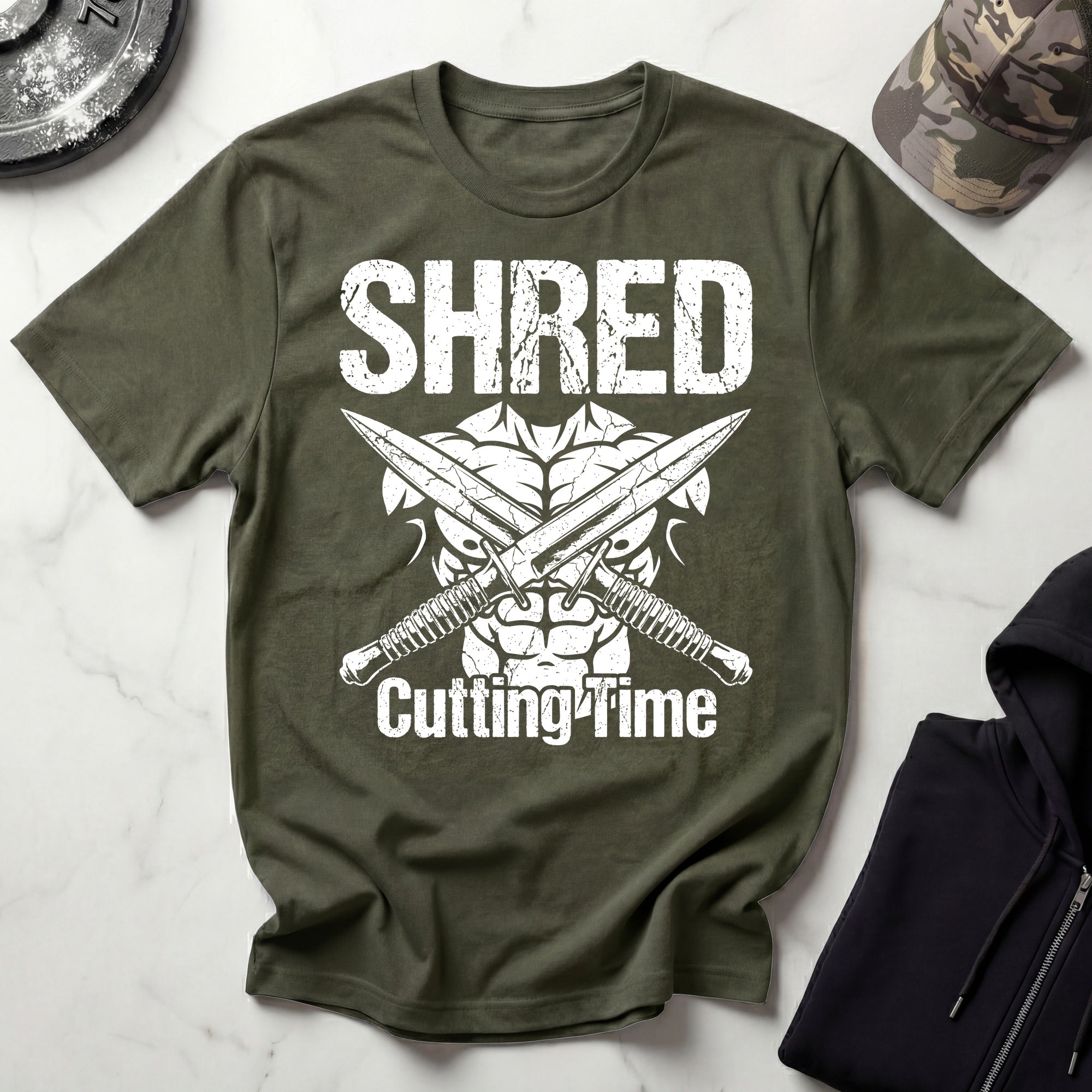 Shred Cutting Time Knife Graphic Vintage Gym T-Shirt