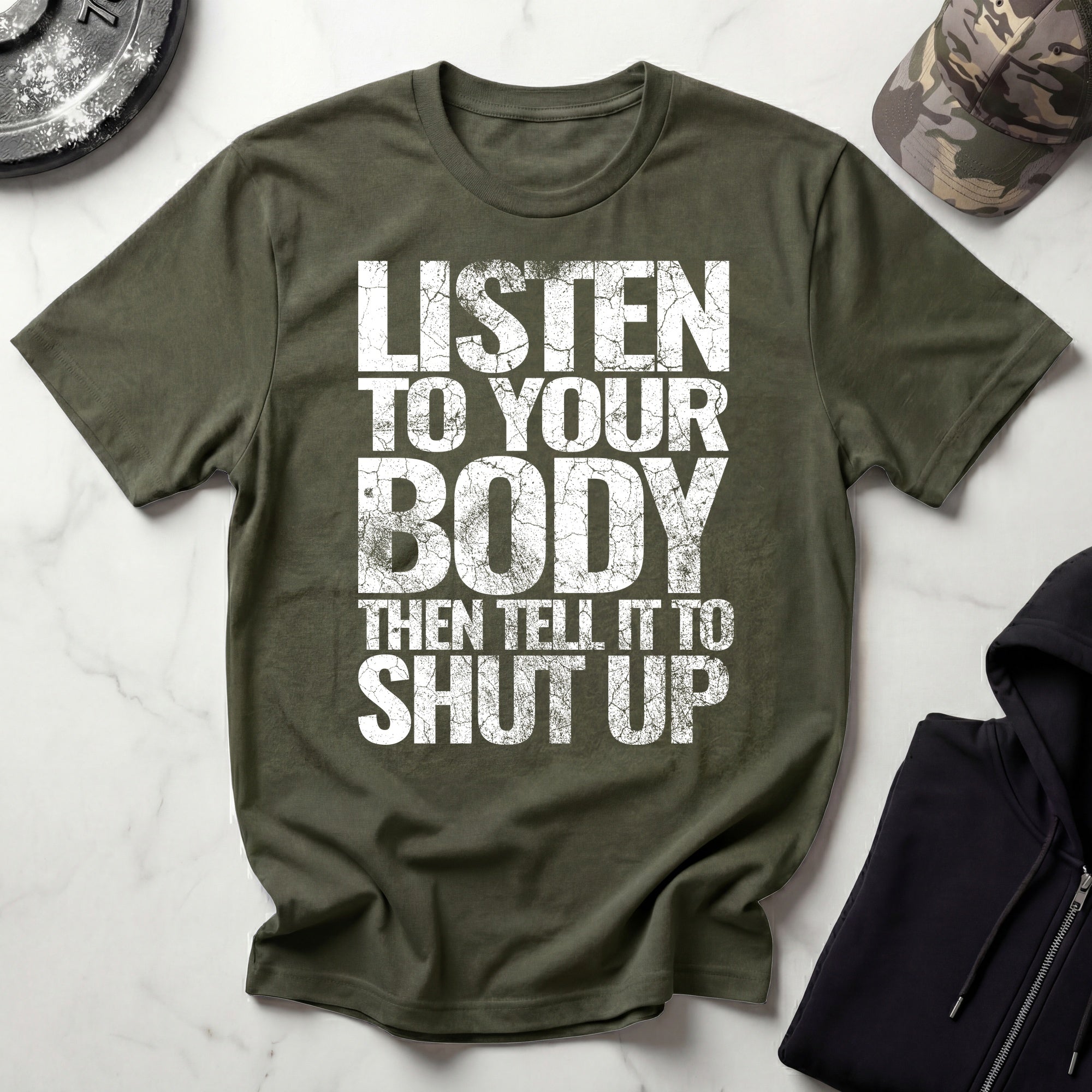 Shut Up and Listen Graphic Gym T-Shirt