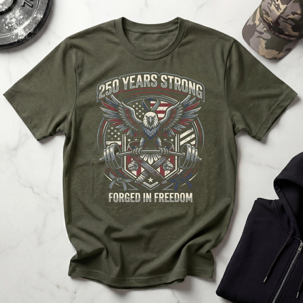 USA 250 Freedom Forged Gym Vintage Gym T-Shirt