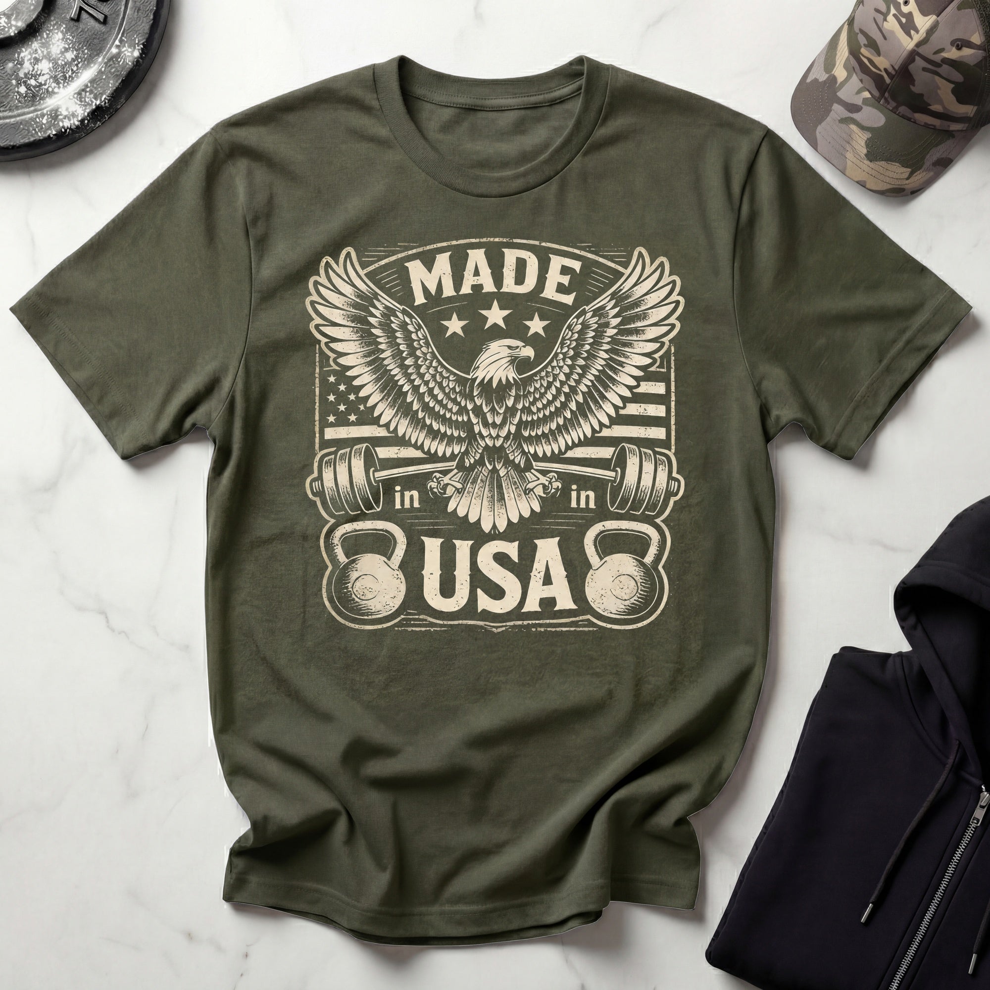 USA Eagle Flag Vintage Gym T-Shirt