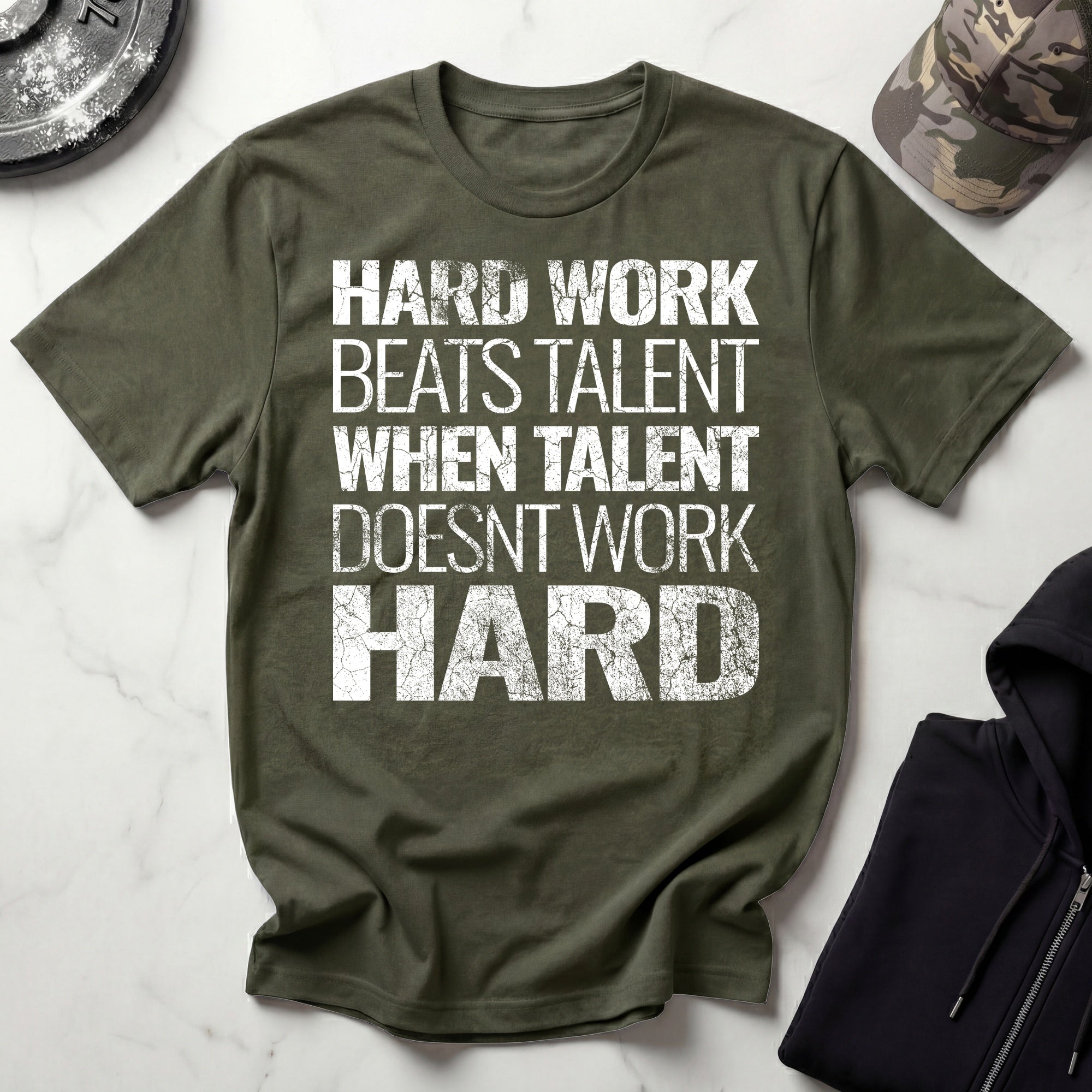 Hard Work Grunge Graphic Gym T-Shirt