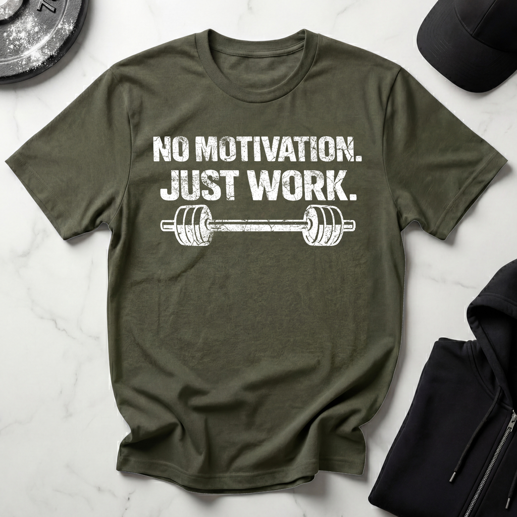 No Motivation Just Work Dark Tee