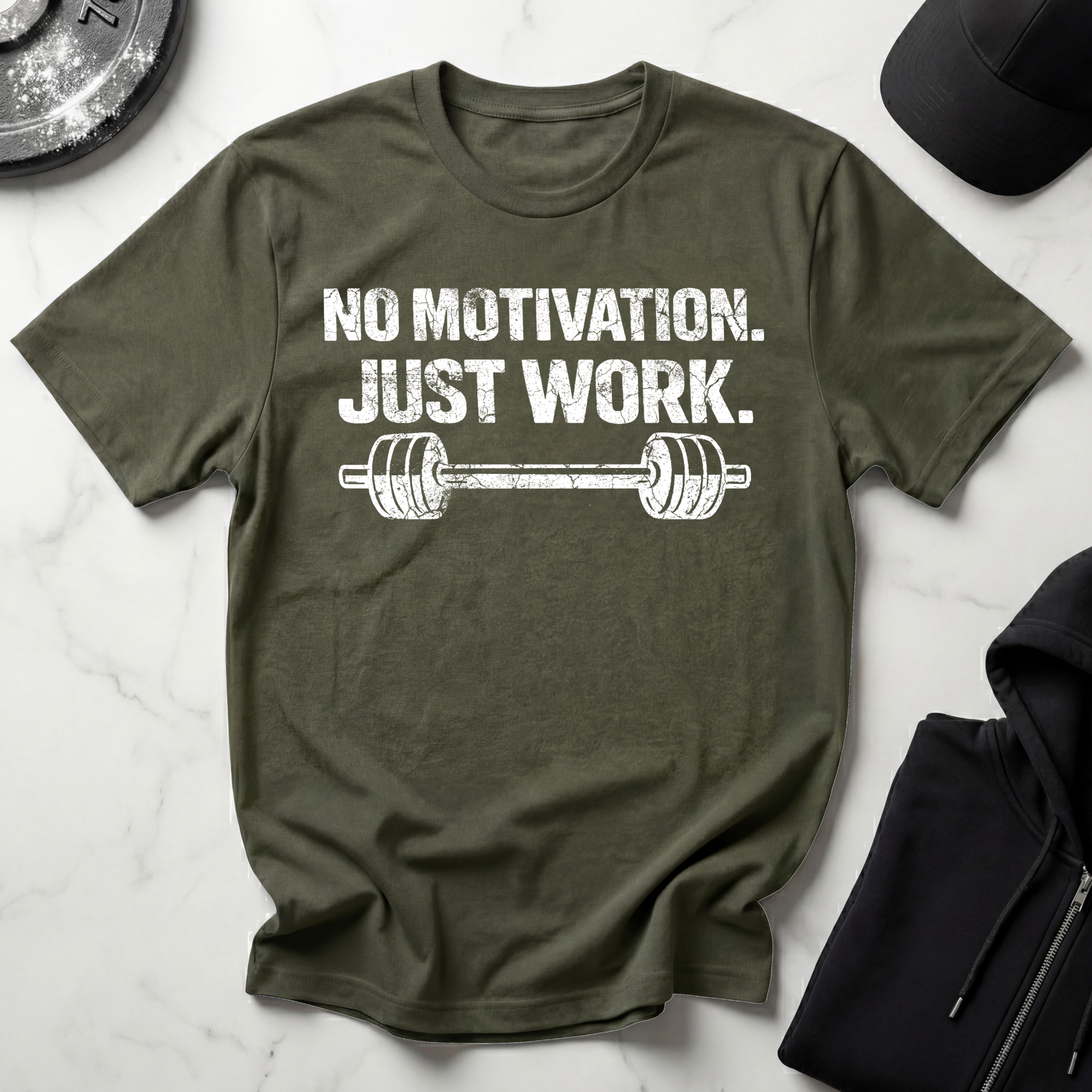 No Motivation Just Work Dark Tee