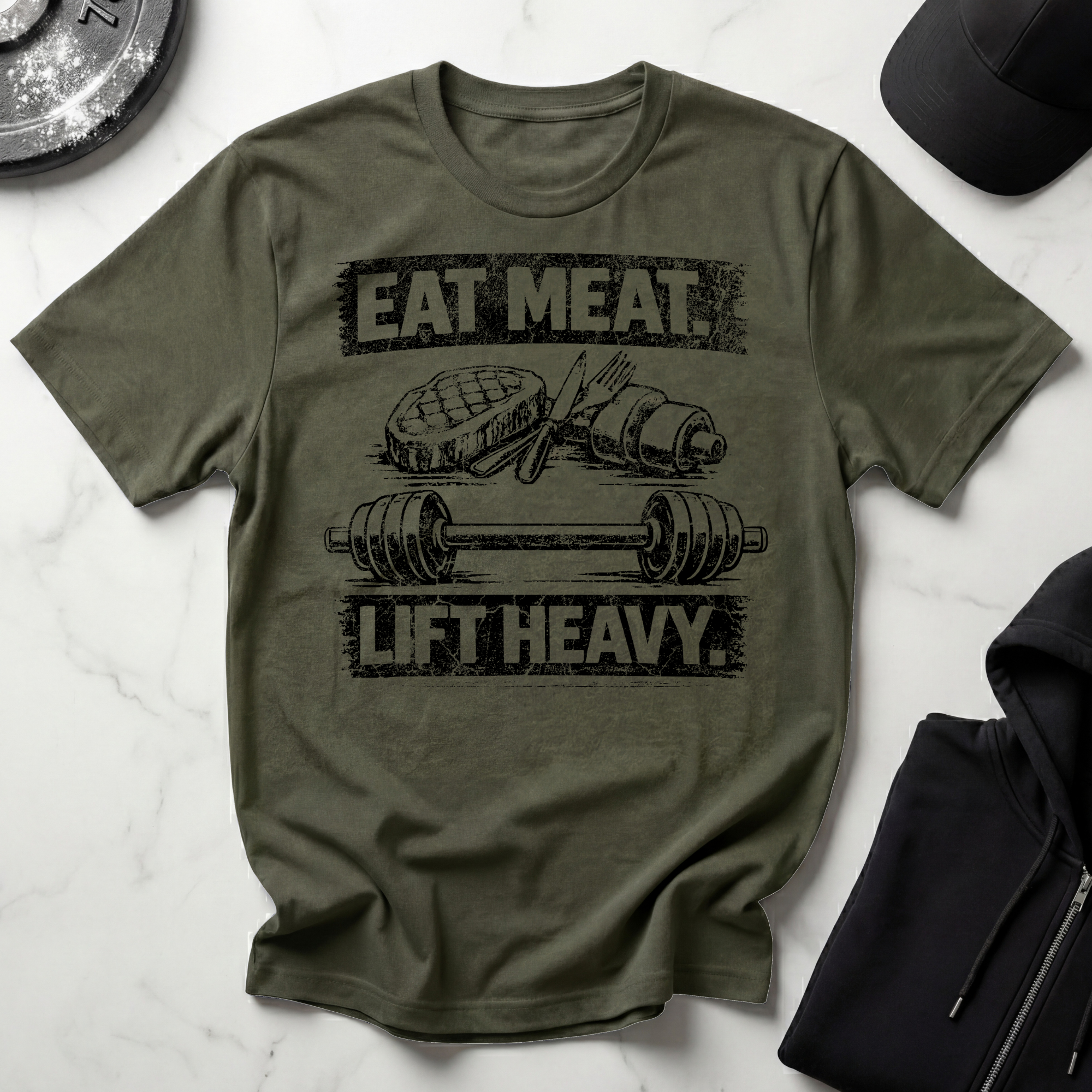 Eat Meat Lift Heavy Light Tee