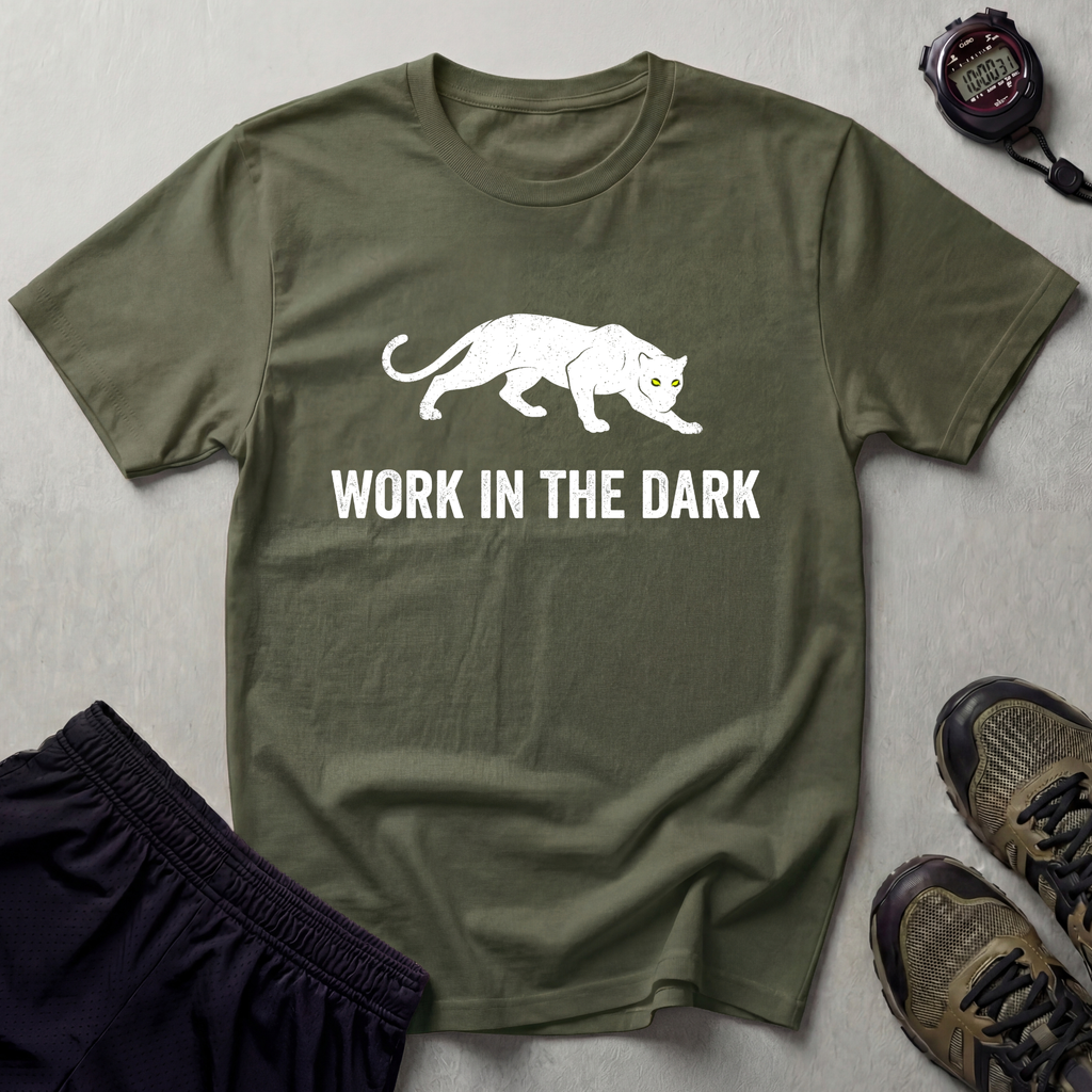 Work In The Dark White Panther Gym T-Shirt
