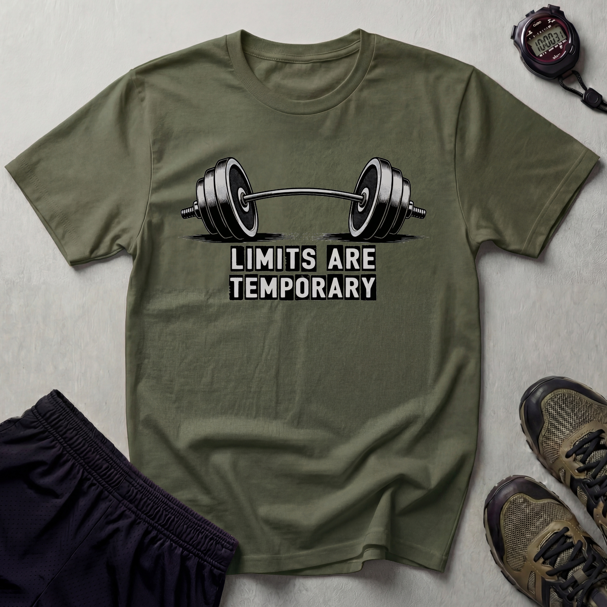 Limits Are Temporary Bodybuilding Barbell T-Shirt