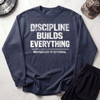 Discipline Builds Everything Cozy Retro Crewneck Gym Sweatshirt