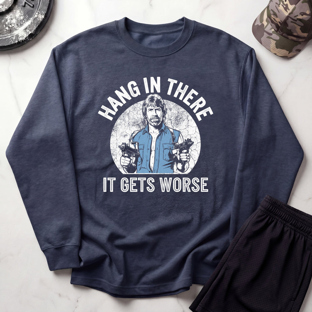 Hang In There Cozy Retro Crewneck Gym Sweatshirt