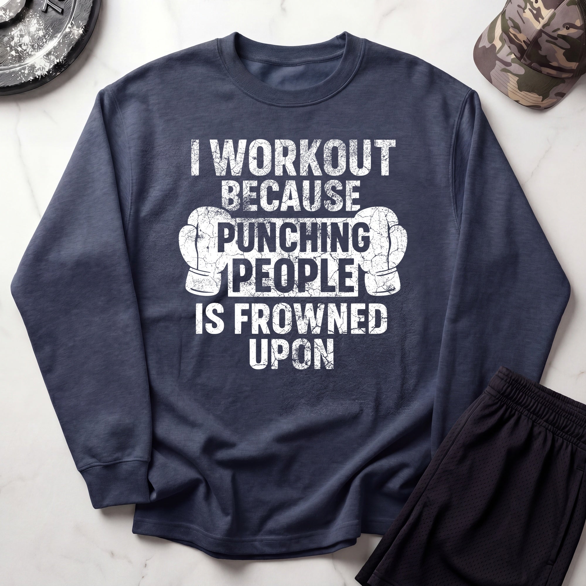 I Work Out Cozy Crewneck Gym Sweatshirt