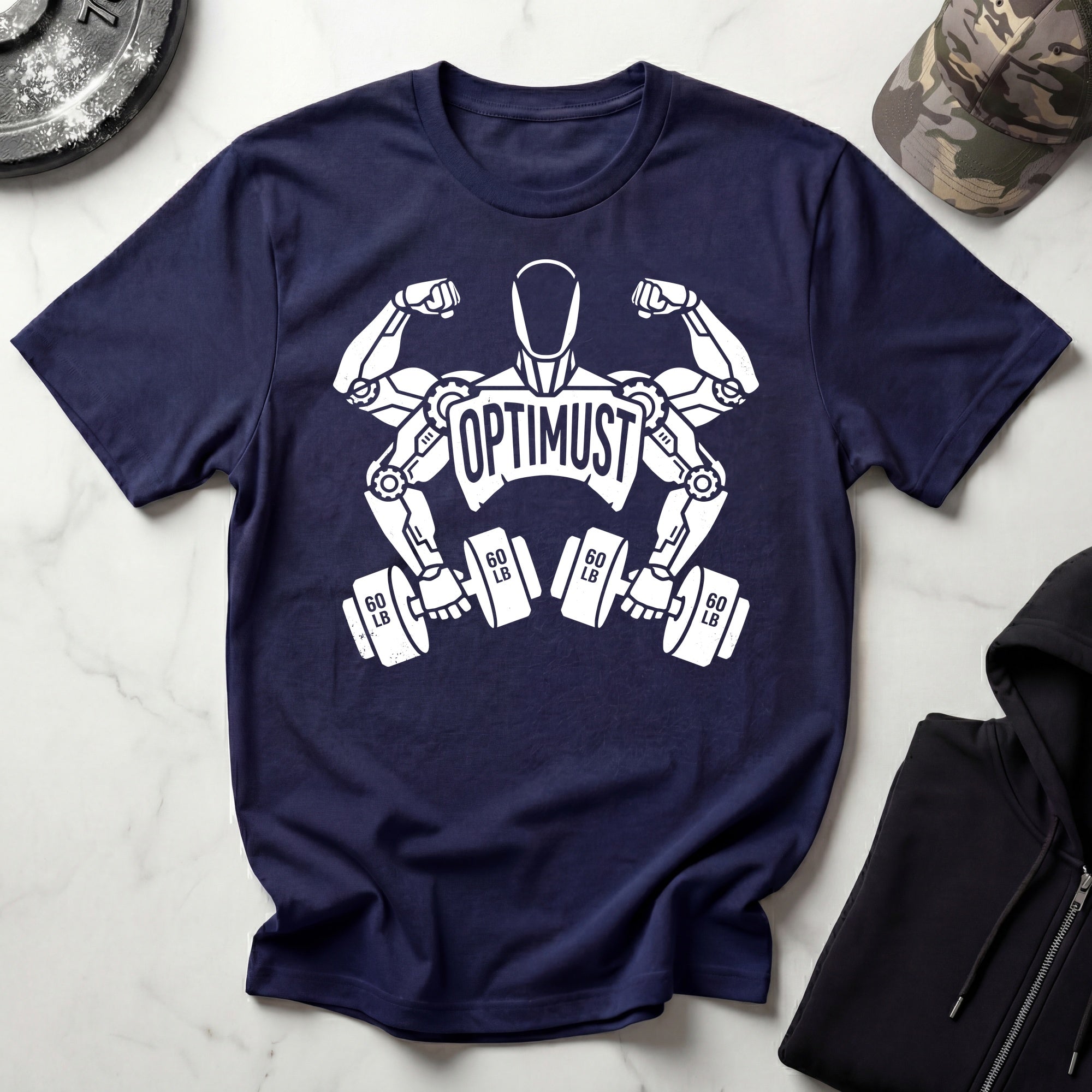 Optimust Weightlifter Robot Gym T-Shirt