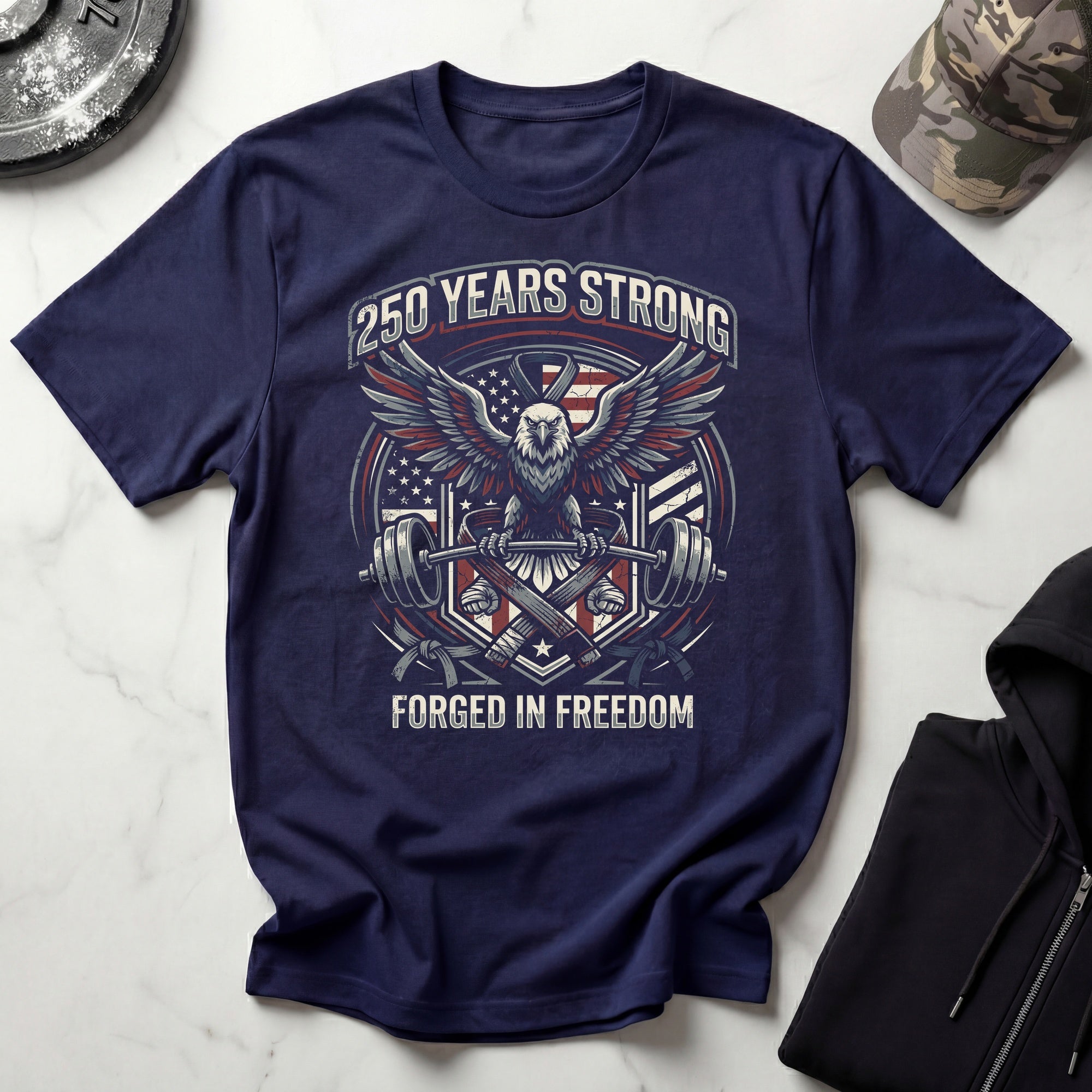 USA 250 Freedom Forged Gym Vintage Gym T-Shirt