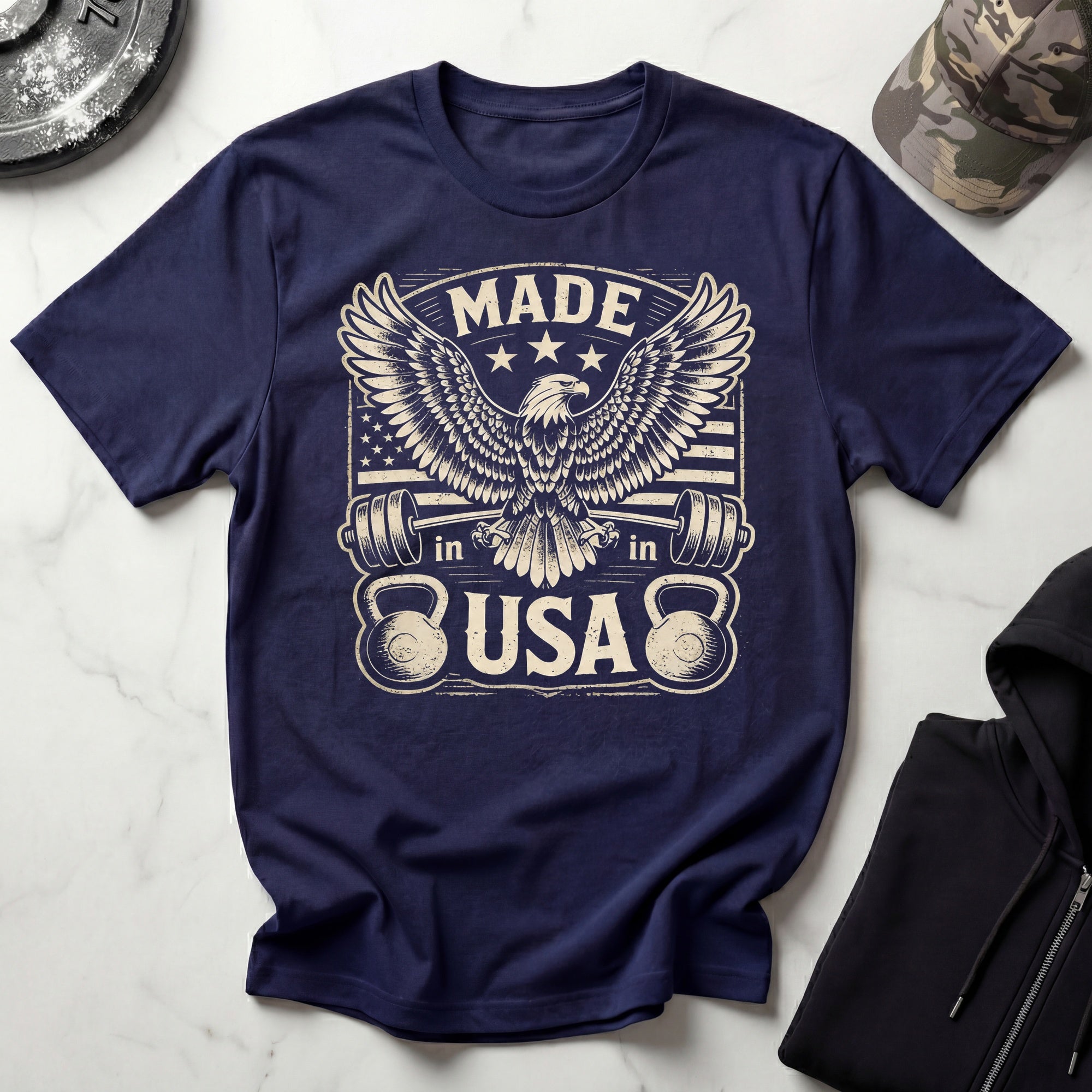 USA Eagle Flag Vintage Gym T-Shirt