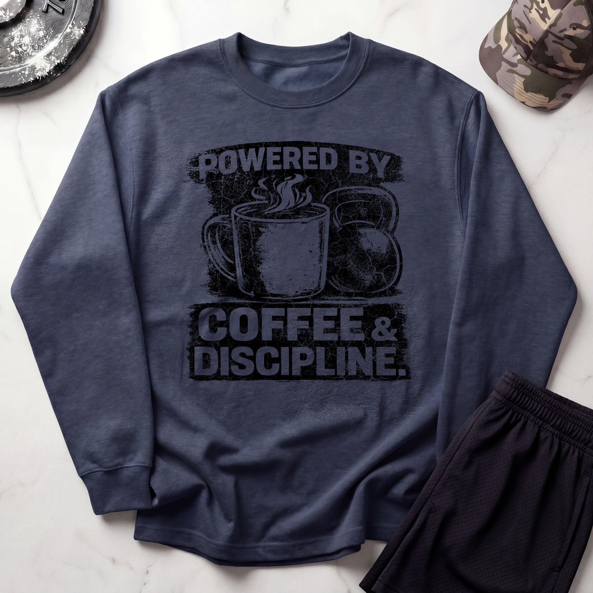Powered By Coffee Gym Crewneck Sweatshirt