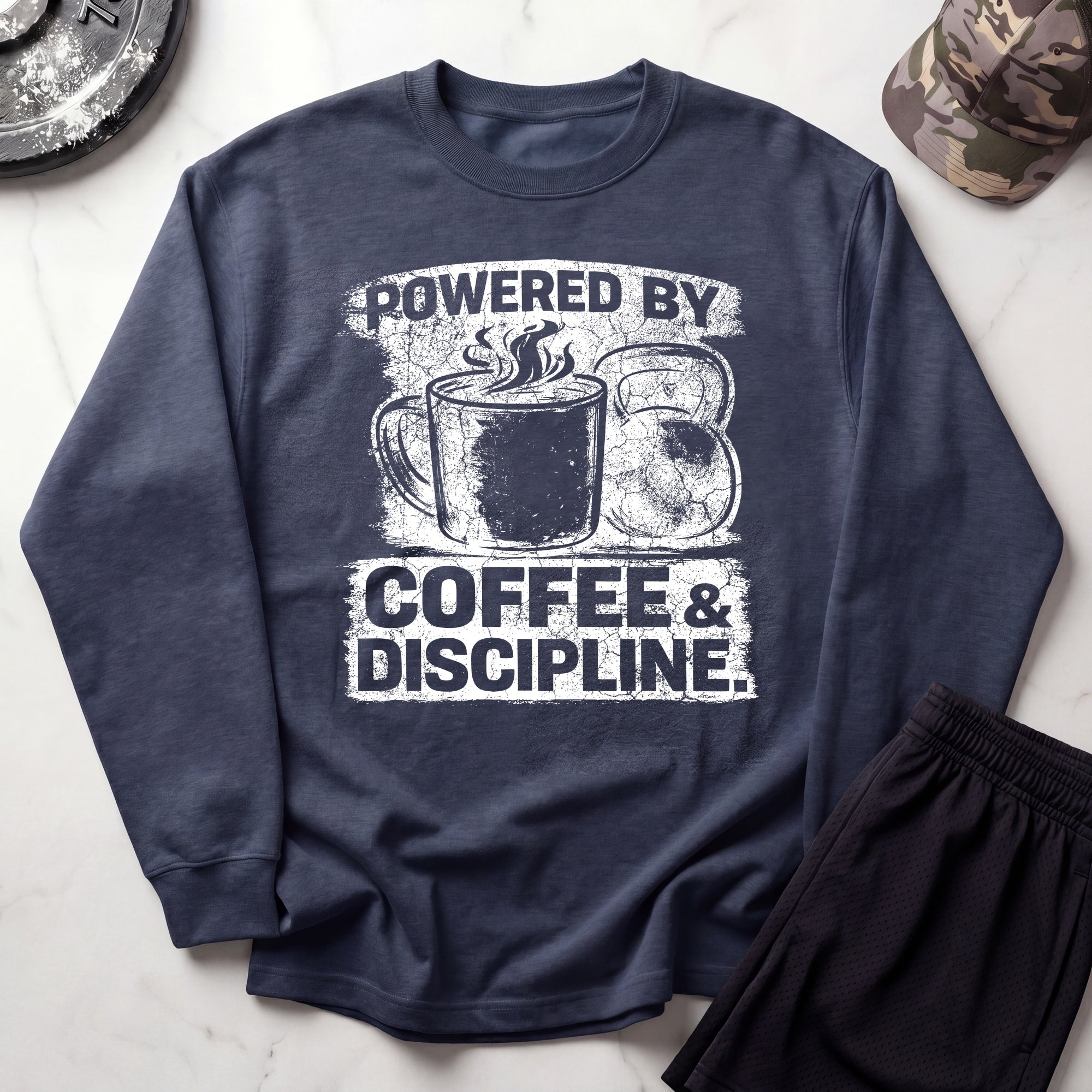 Powered By Coffee Gym Discipline Crewneck Sweatshirt