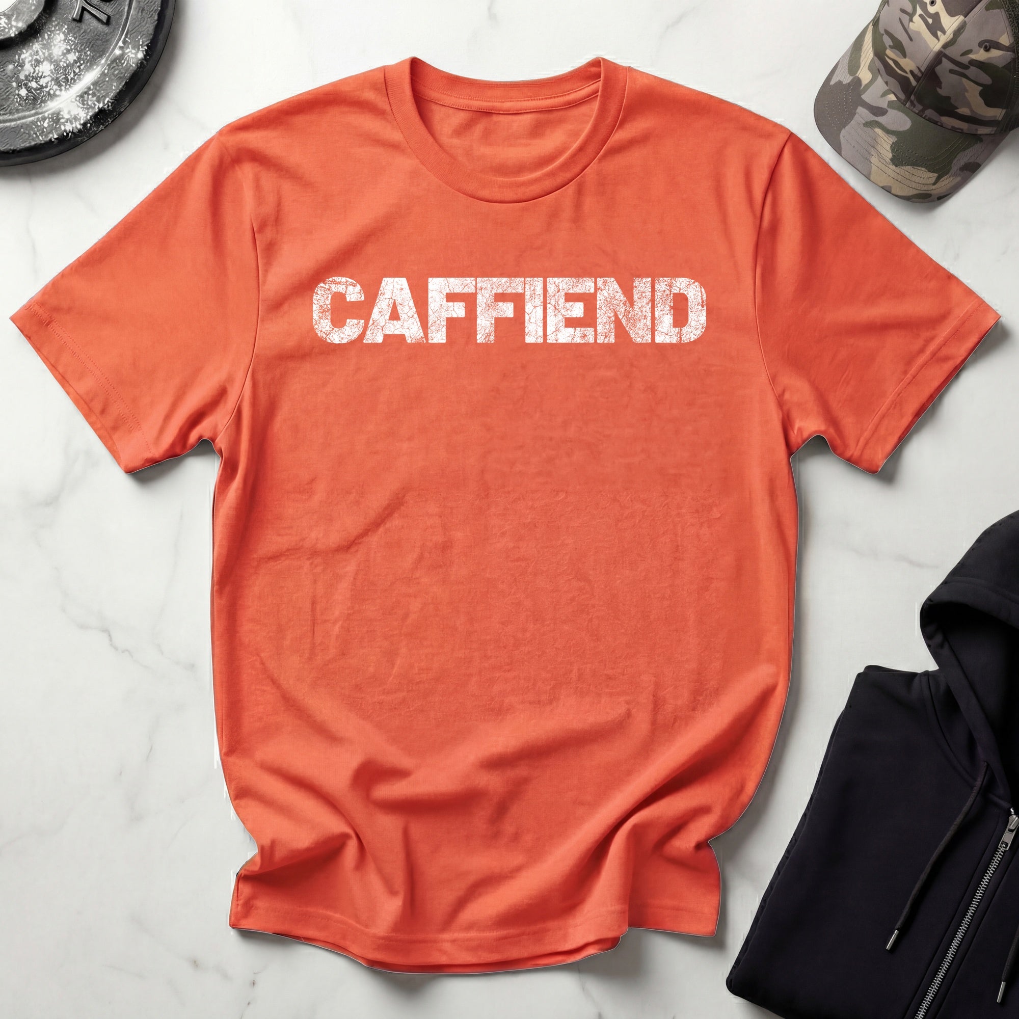Caffiend Typographic Retro Gym T-Shirt