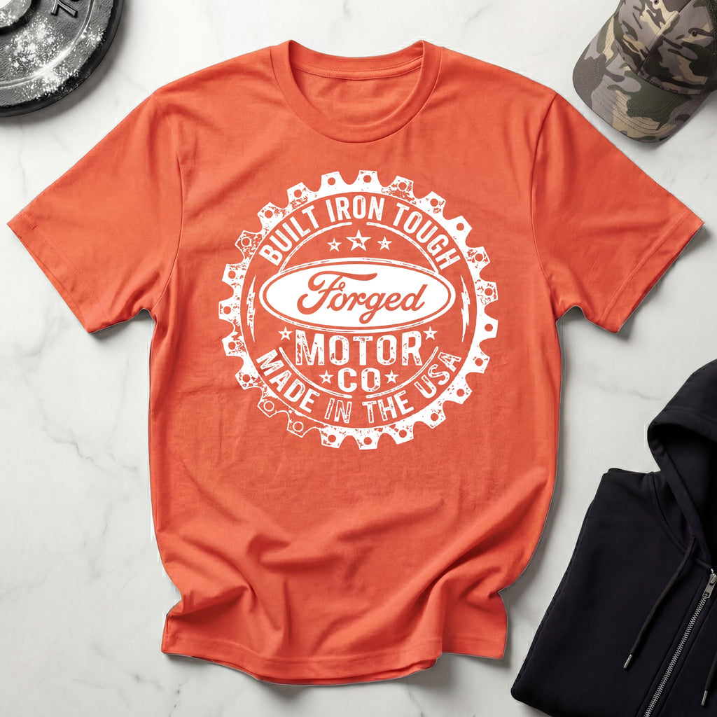 Forged In The USA Badge Vintage Graphic Gym T-Shirt