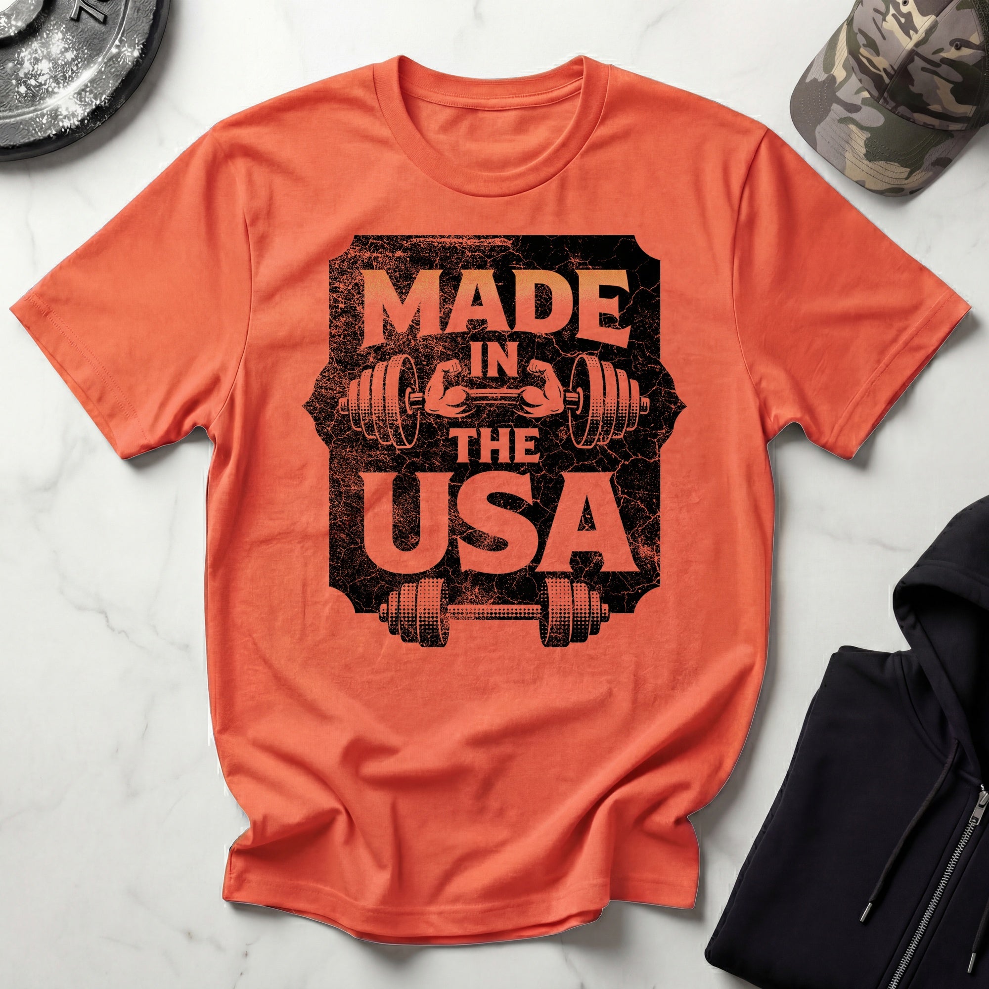 USA Made Barbell Gym T-Shirt