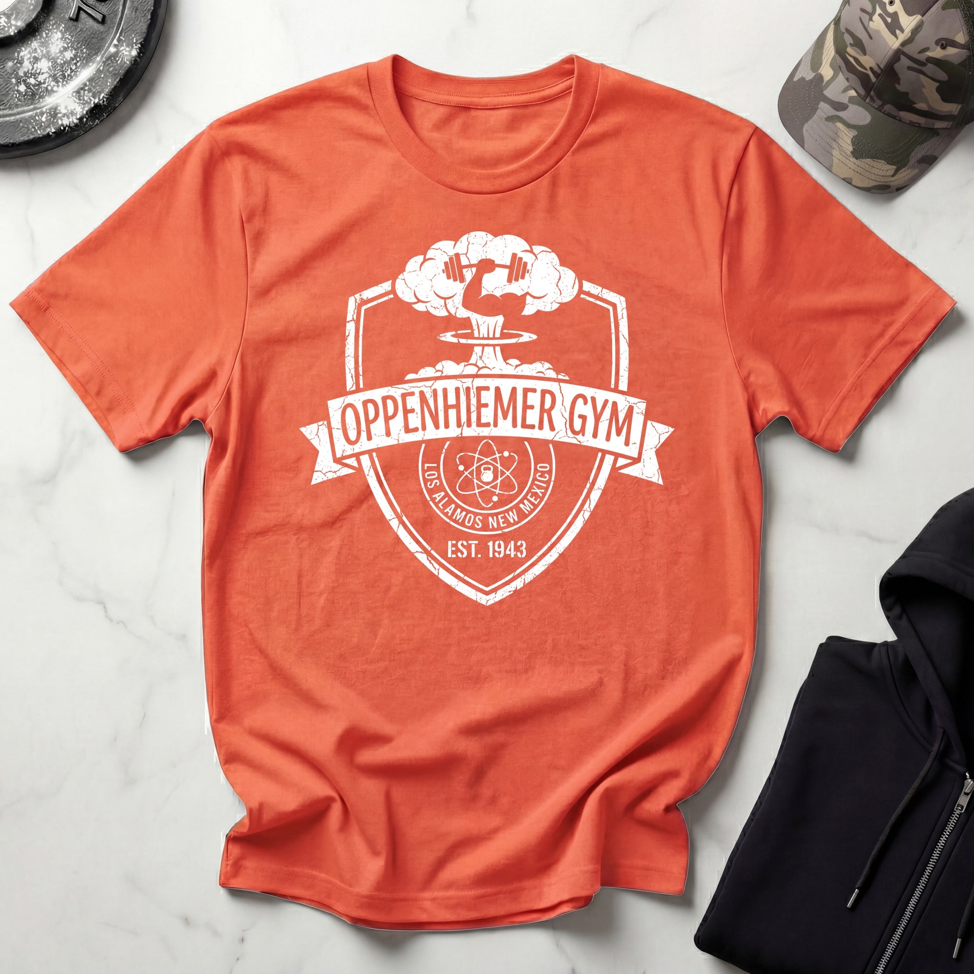 Oppenheimer Explosive Science Vintage Insignia Gym Tee