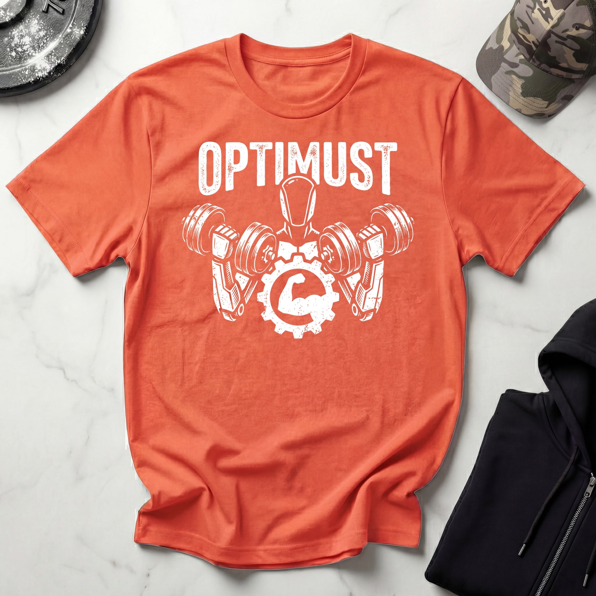 Optimust Jacked Robot Graphic Gym T-Shirt