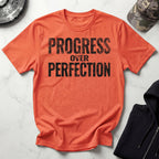 Progress Over Perfection Typographic Retro Gym T-Shirt